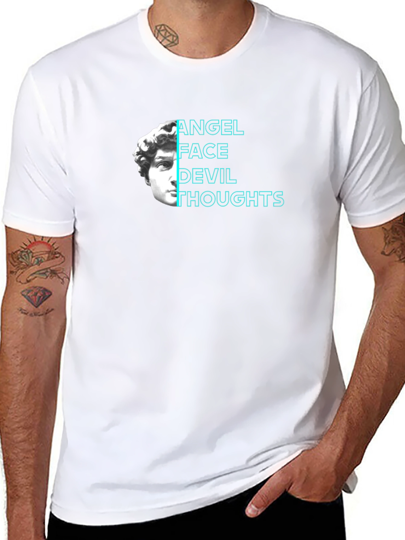Angel Face Devil Thoughts Graphic Tee