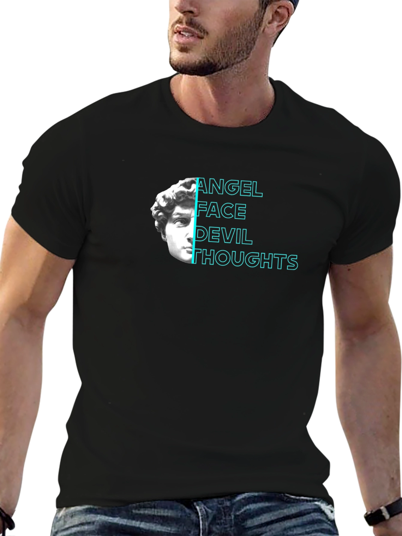 Angel Face Devil Thoughts Graphic Tee