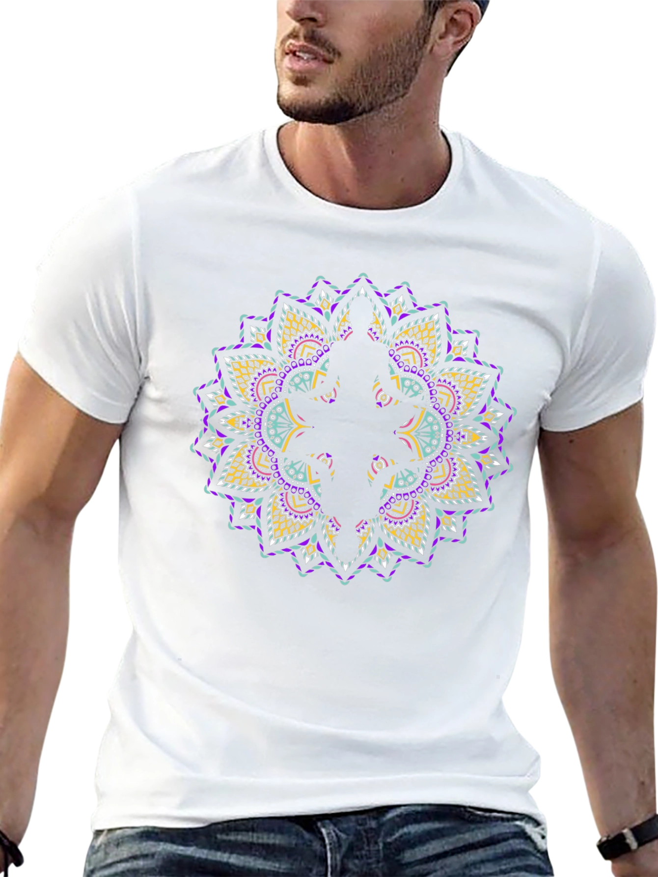 Mandala Graphic Print T-Shirt - Casual Tee