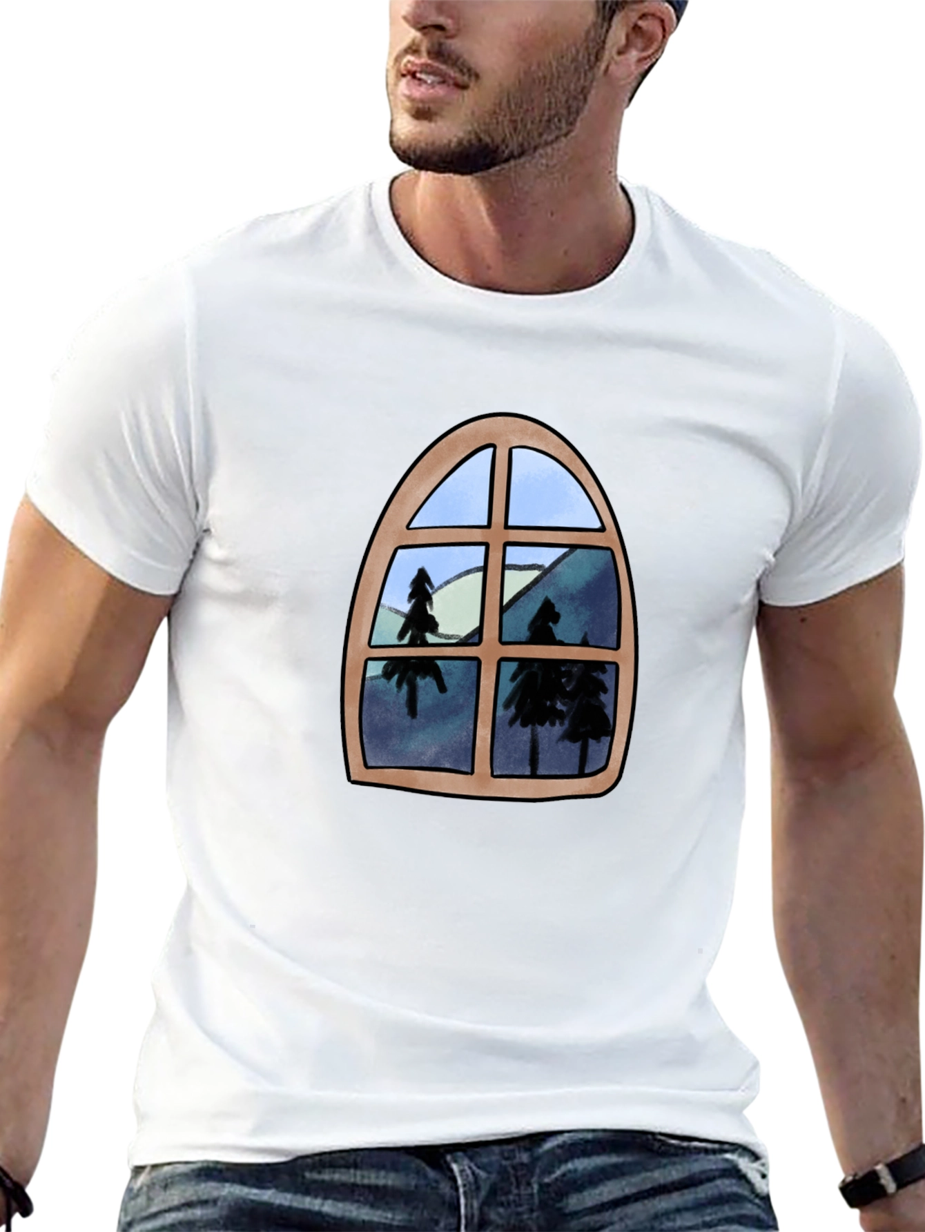 Window View Graphic Tee - Nature Lovers Black T-Shirt