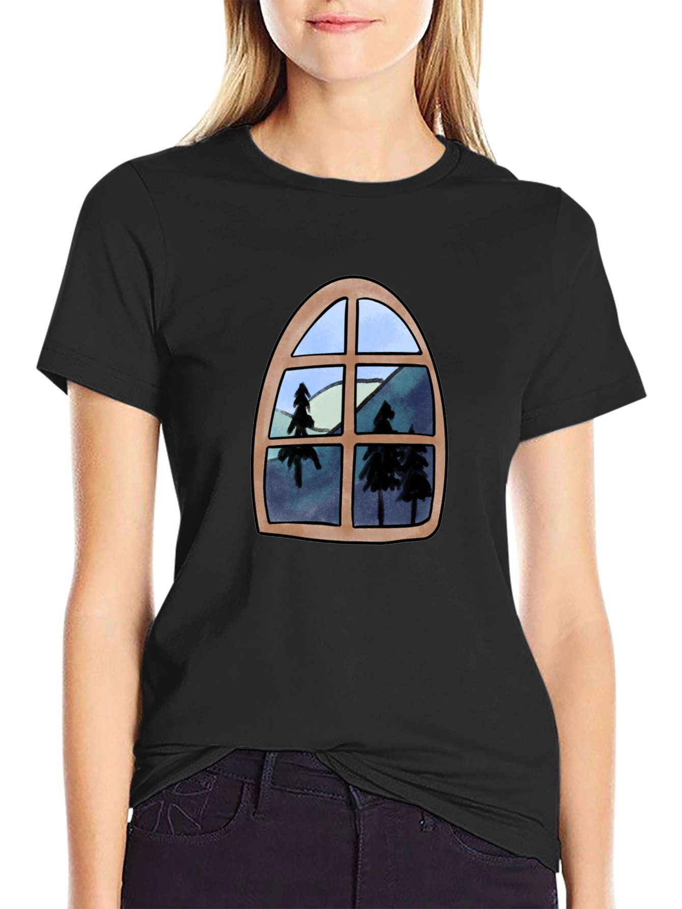 Window View Graphic Tee - Nature Lovers Black T-Shirt