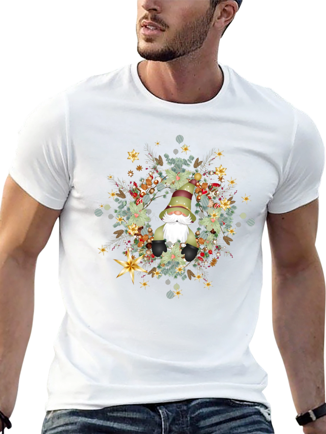 Gnome Christmas Wreath T-Shirt