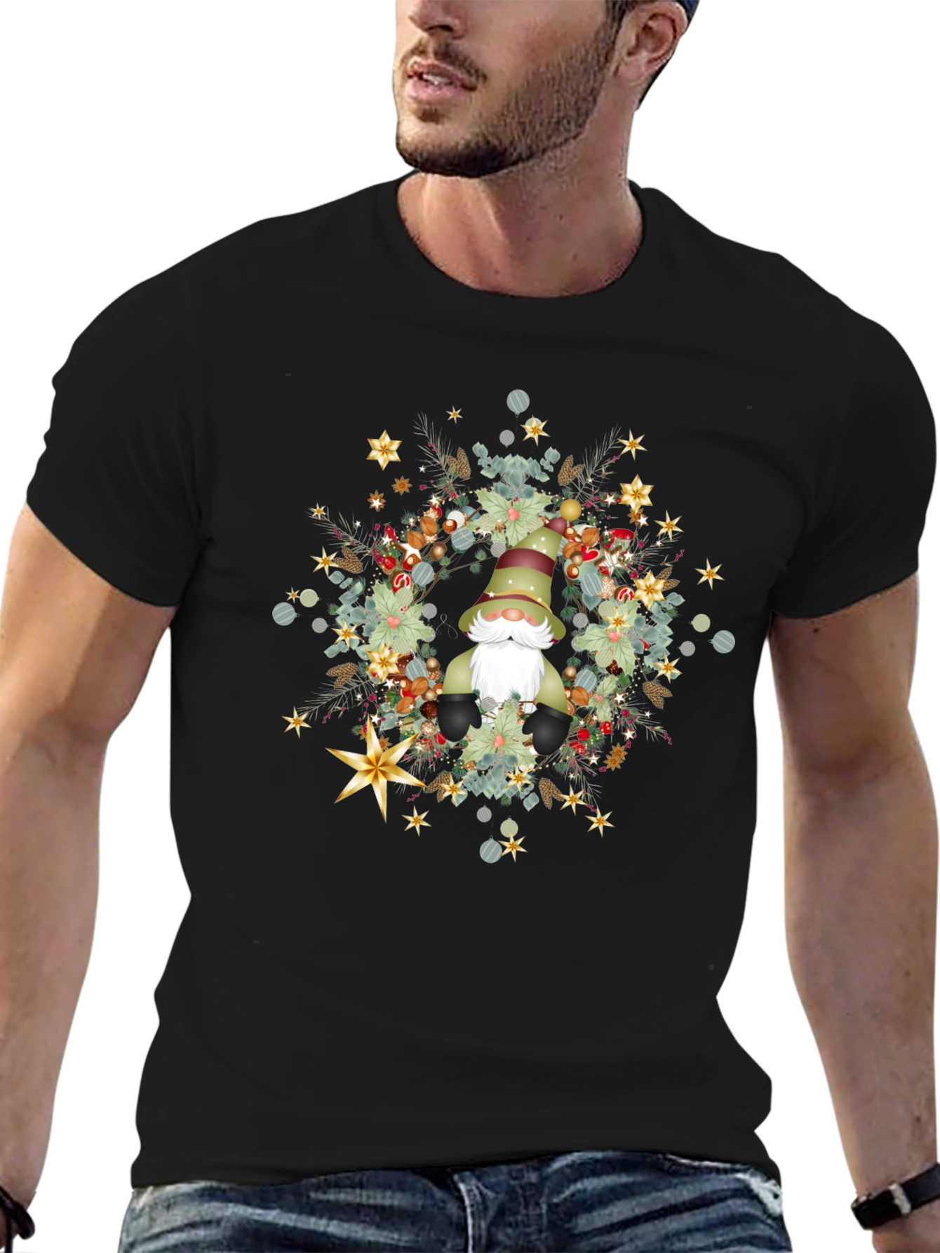 Gnome Christmas Wreath T-Shirt