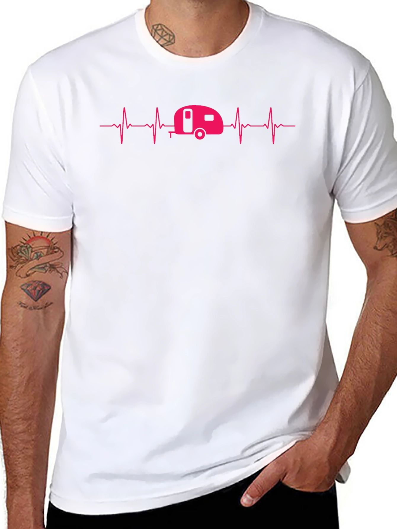 Camping Heartbeat Graphic Tee - Caravan Lover