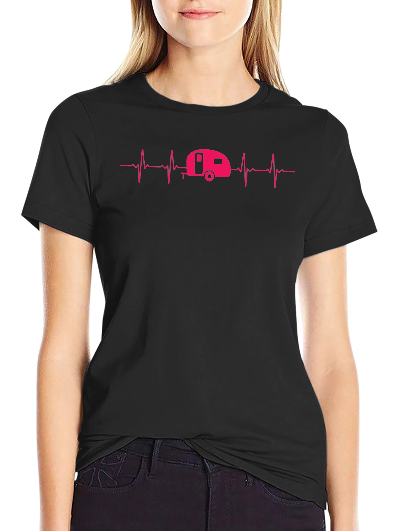 Camping Heartbeat Graphic Tee - Caravan Lover