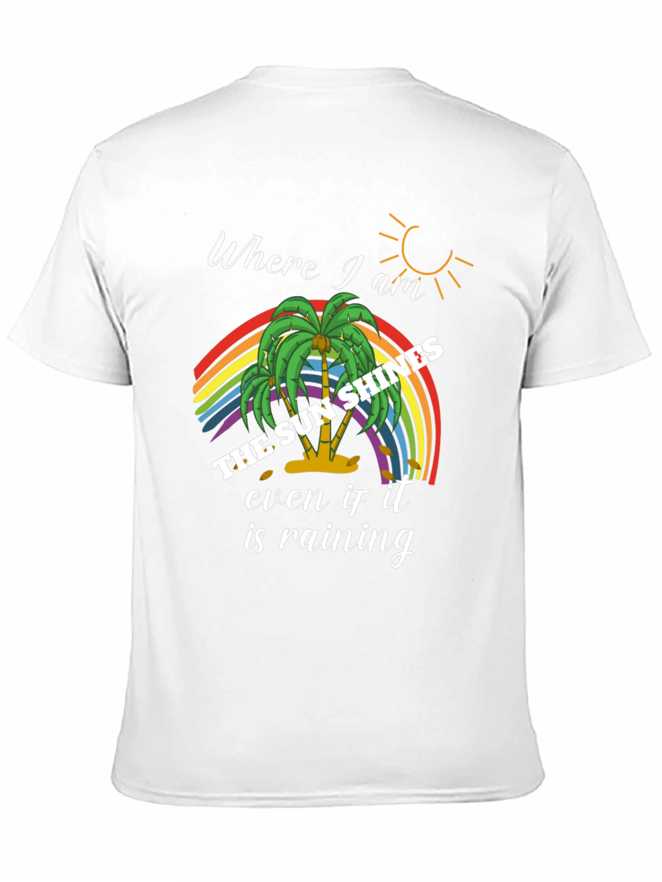The Sun Shines Rainbow Palm Tree Graphic Tee