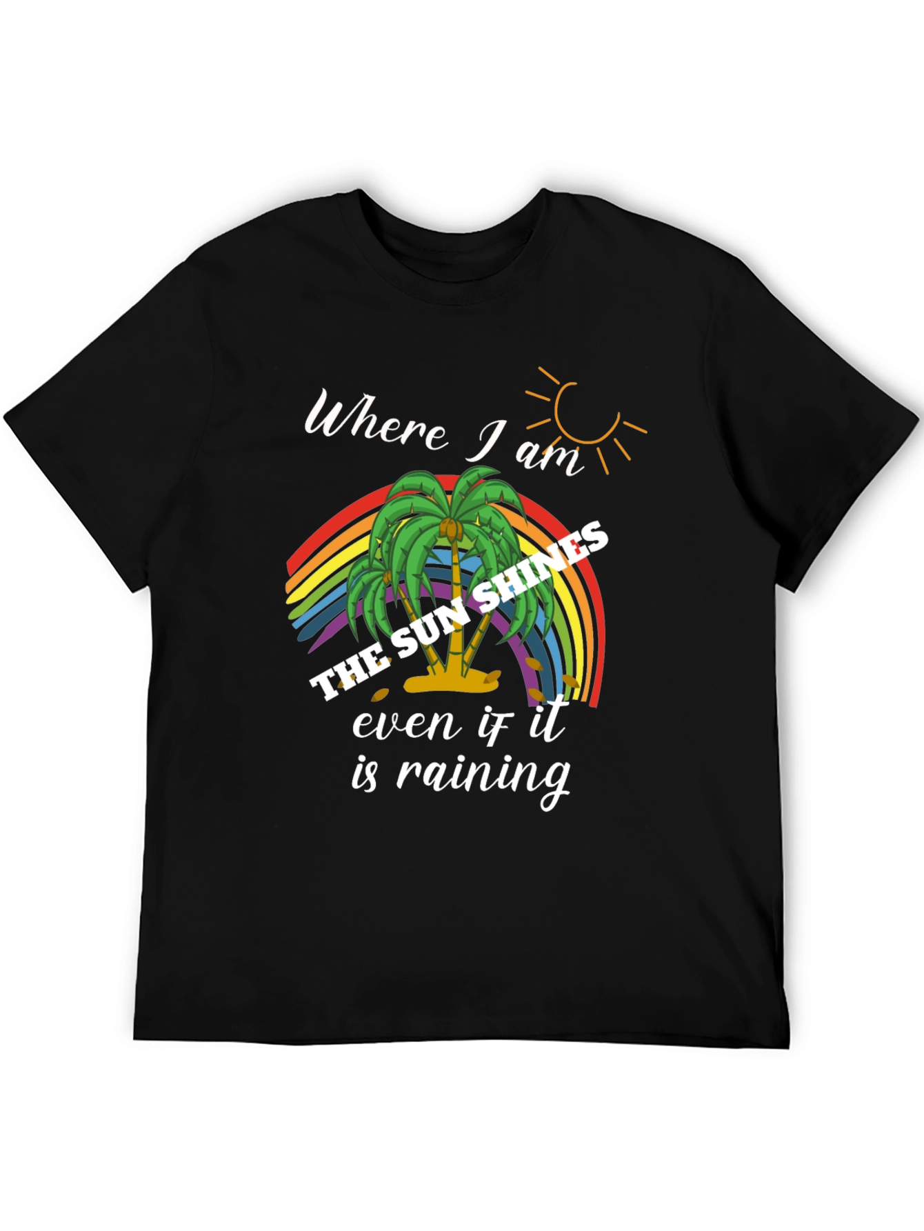 The Sun Shines Rainbow Palm Tree Graphic Tee