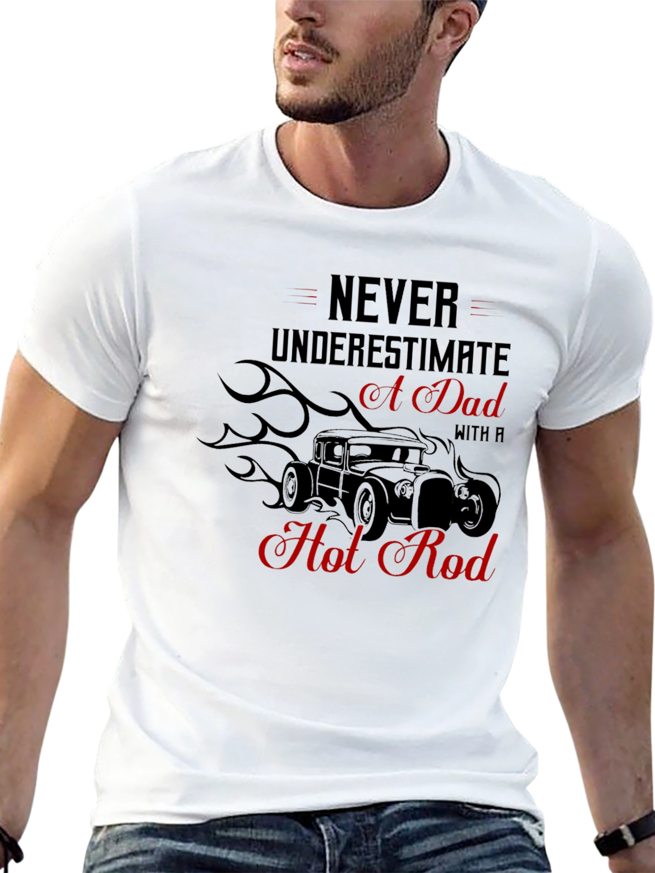 Dad Hot Rod Graphic Tee - Black