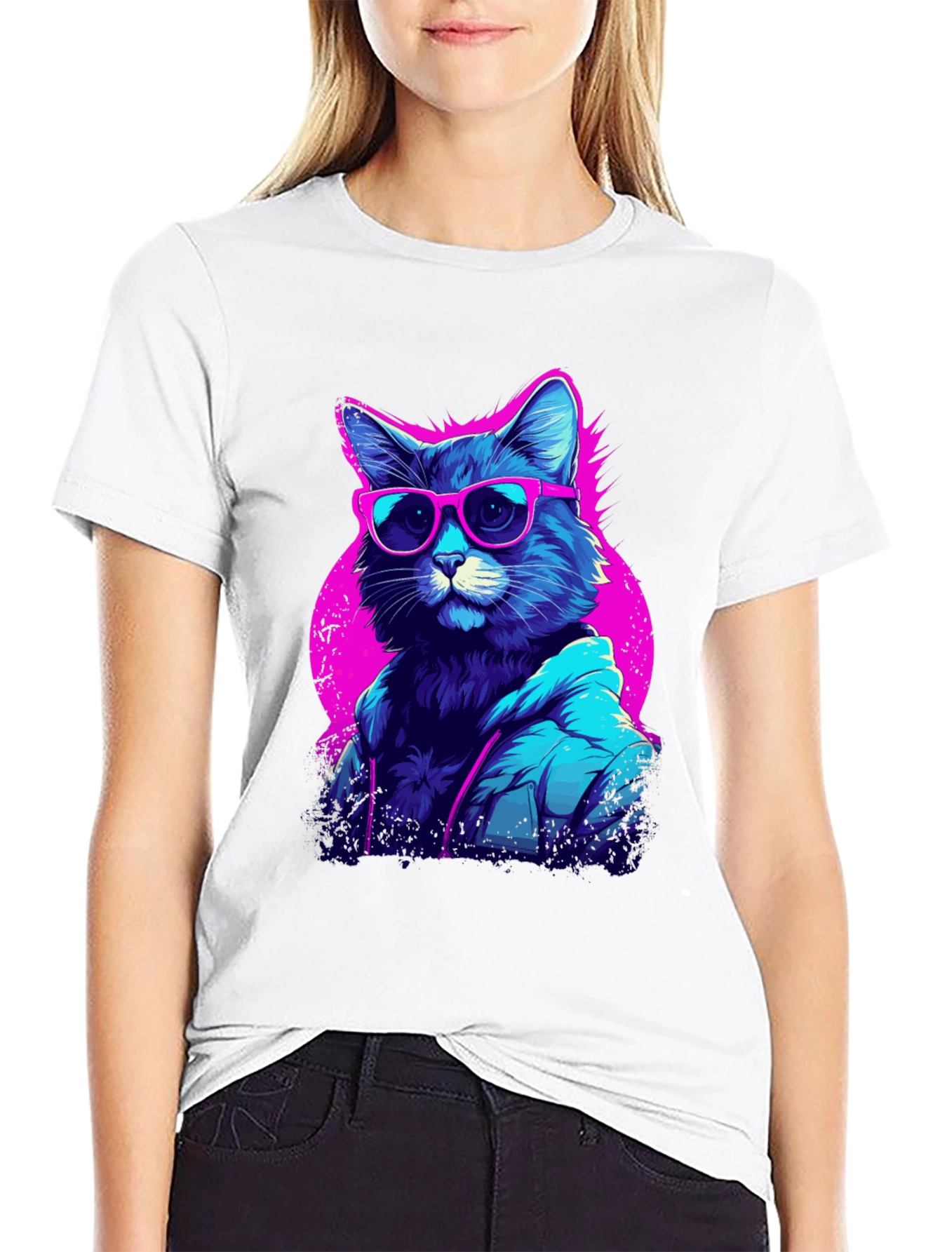 Cool Cat Graphic Tee - Retro Style