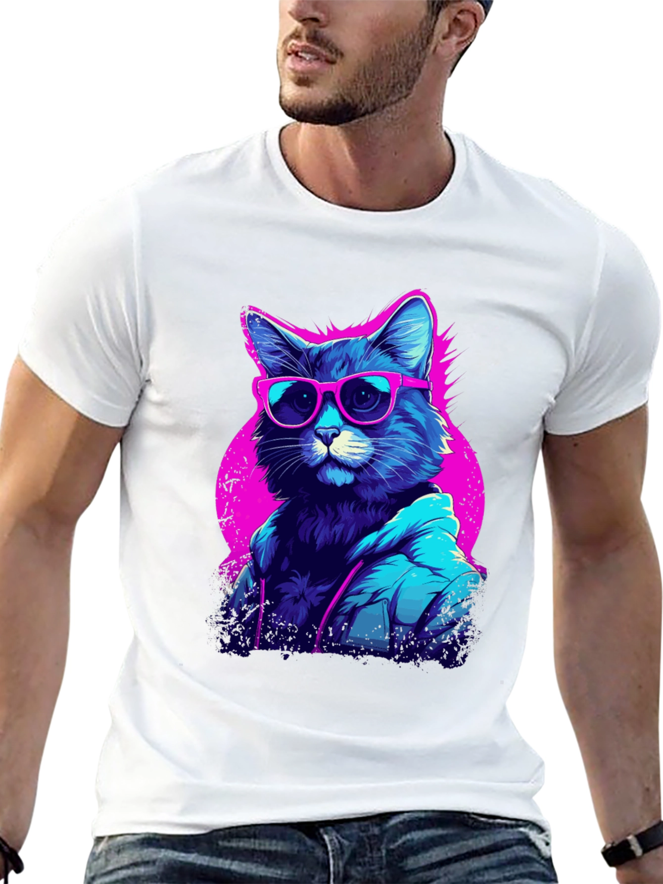Cool Cat Graphic Tee - Retro Style