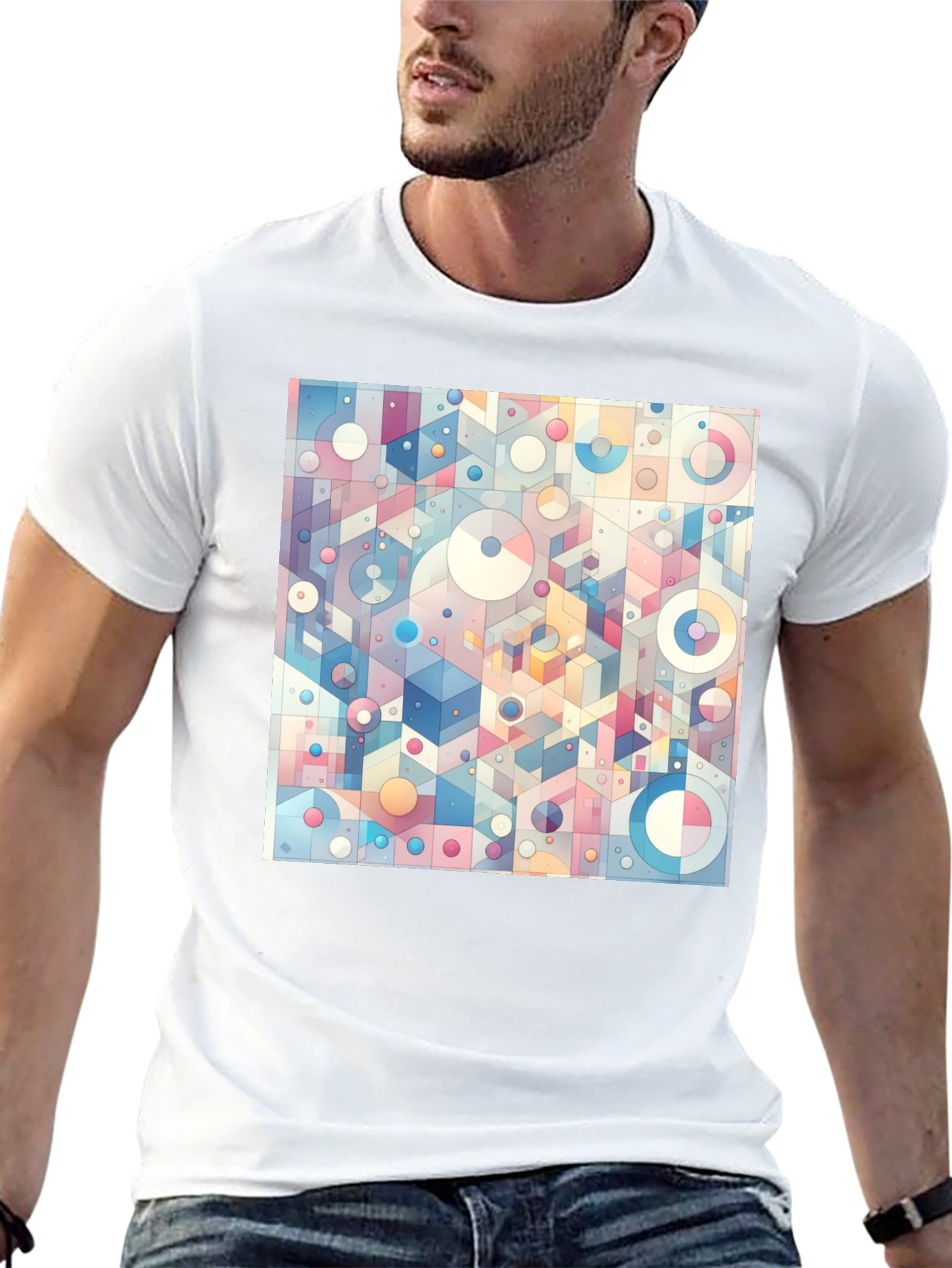 Geometric Dreamscape Tee - Artistic Print Casual Style