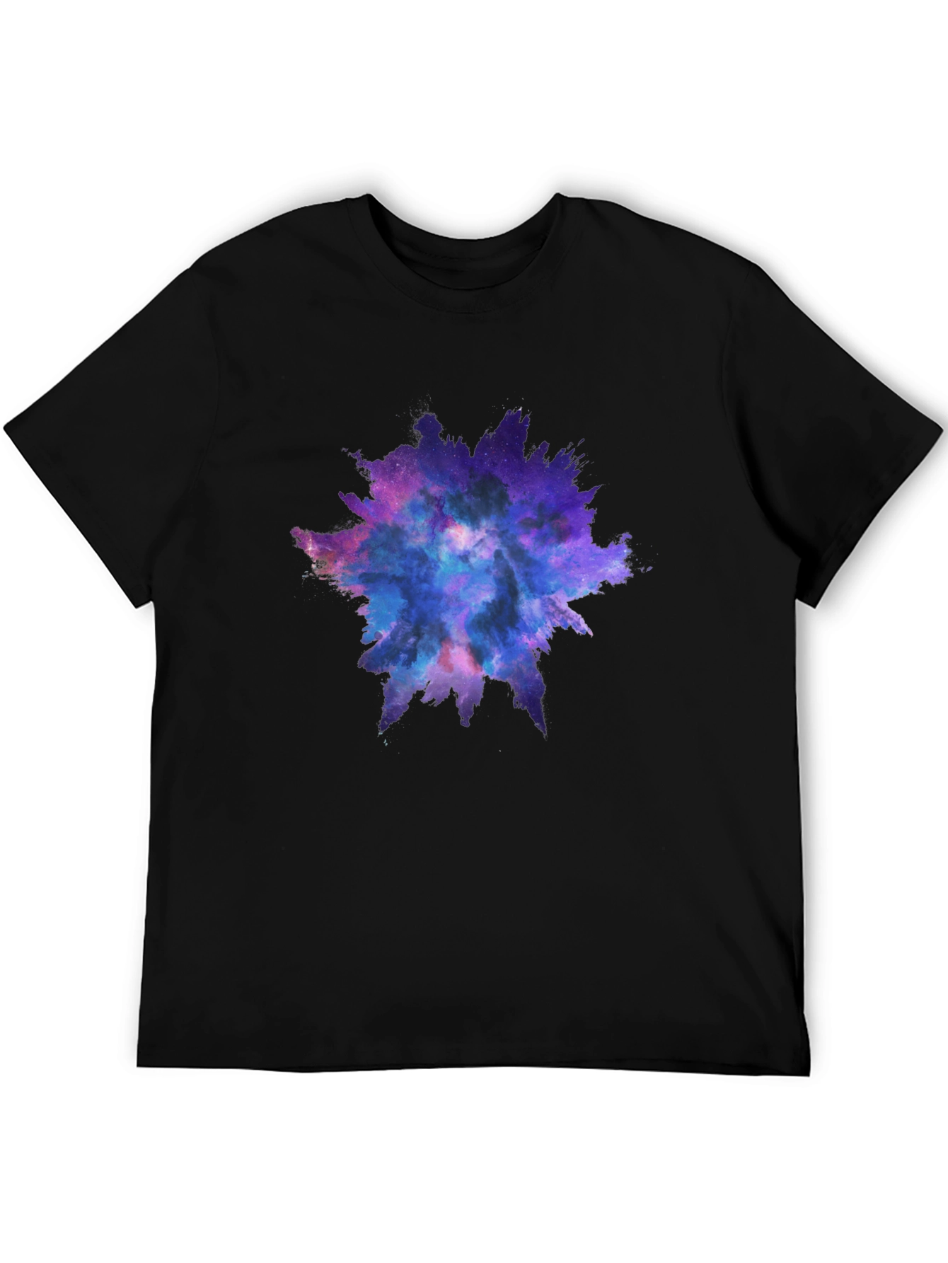 Galaxy Splash Graphic Tee - Black Cotton Casual Shirt