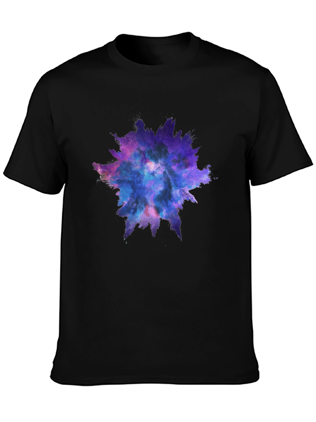 Galaxy Splash Graphic Tee - Black Cotton Casual Shirt