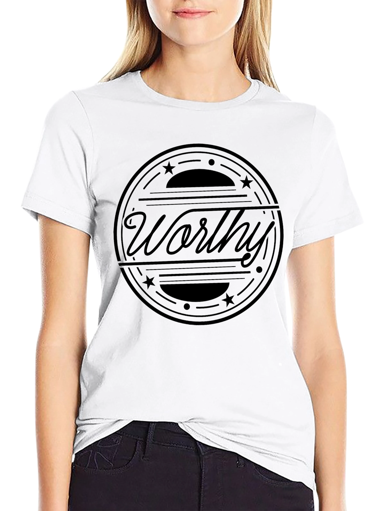 Worthy Graphic Print Black Cotton T-Shirt