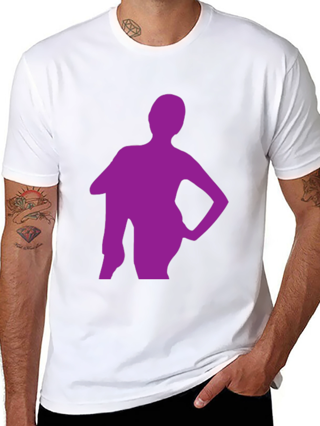 Stylish Black T-Shirt with Purple Silhouette Graphic