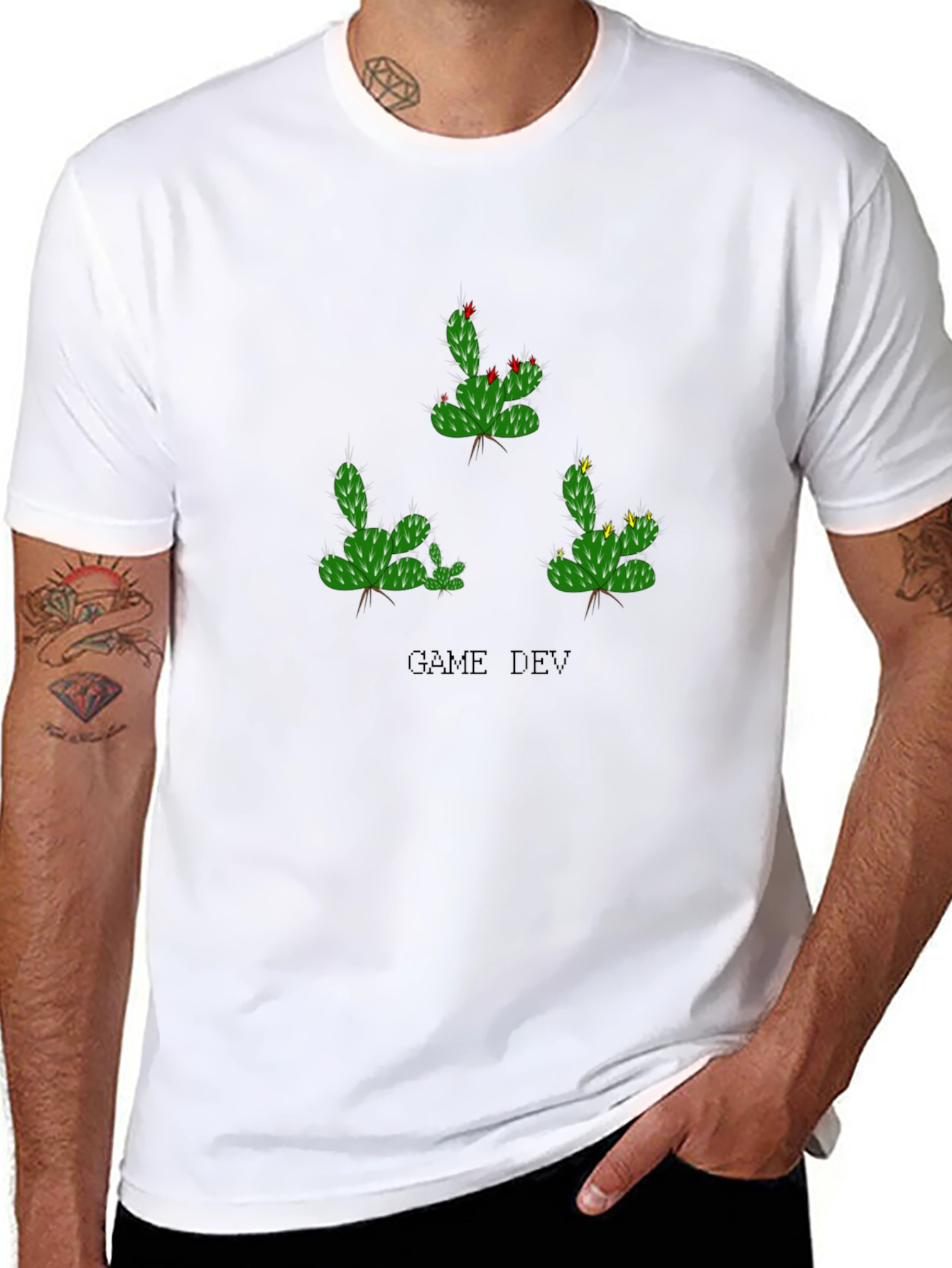 Game Dev Cactus T-Shirt - Black Cotton Tee
