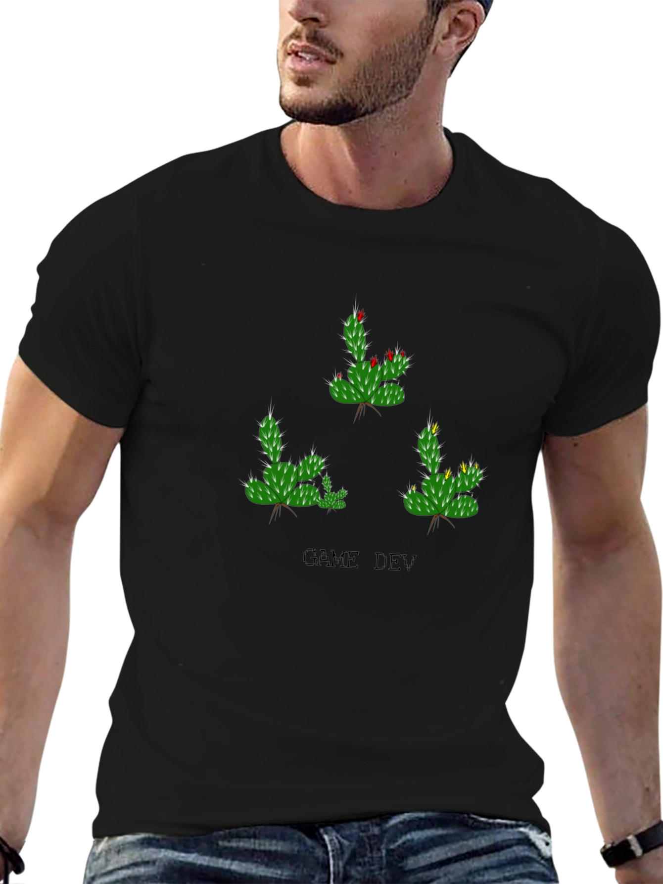 Game Dev Cactus T-Shirt - Black Cotton Tee