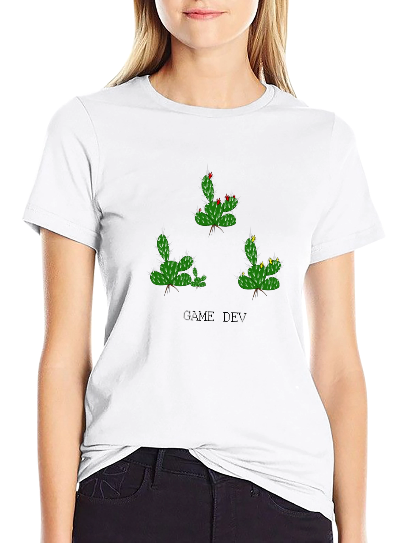 Game Dev Cactus T-Shirt - Black Cotton Tee