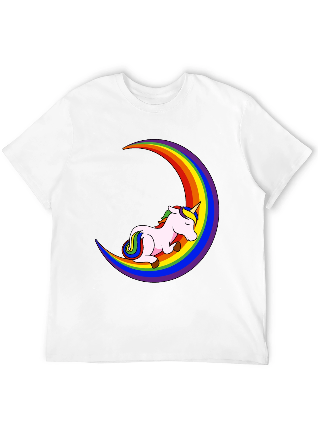 Unicorn Rainbow Moon Black T-Shirt