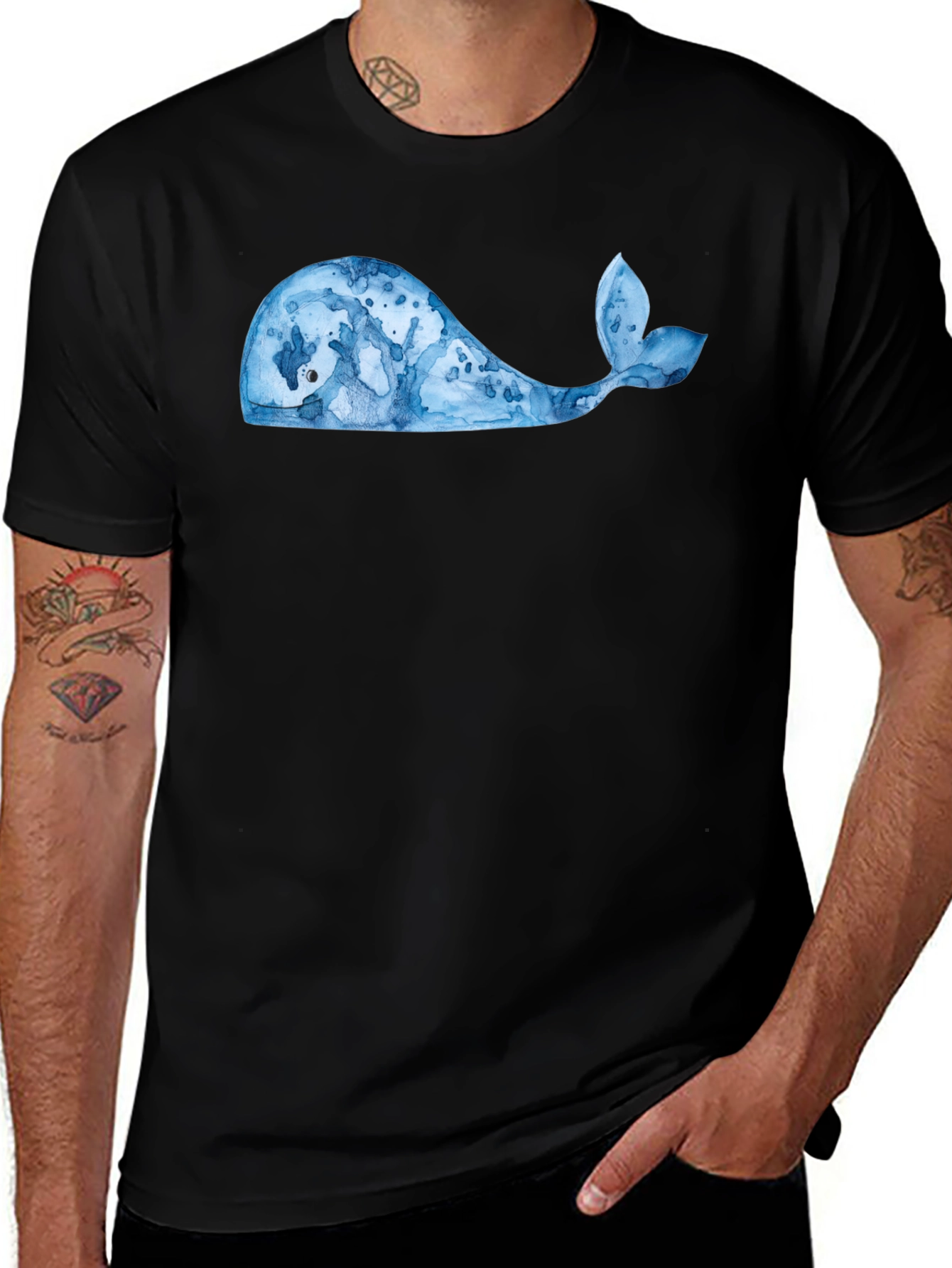 Whale Graphic Tee - Black Cotton Blend