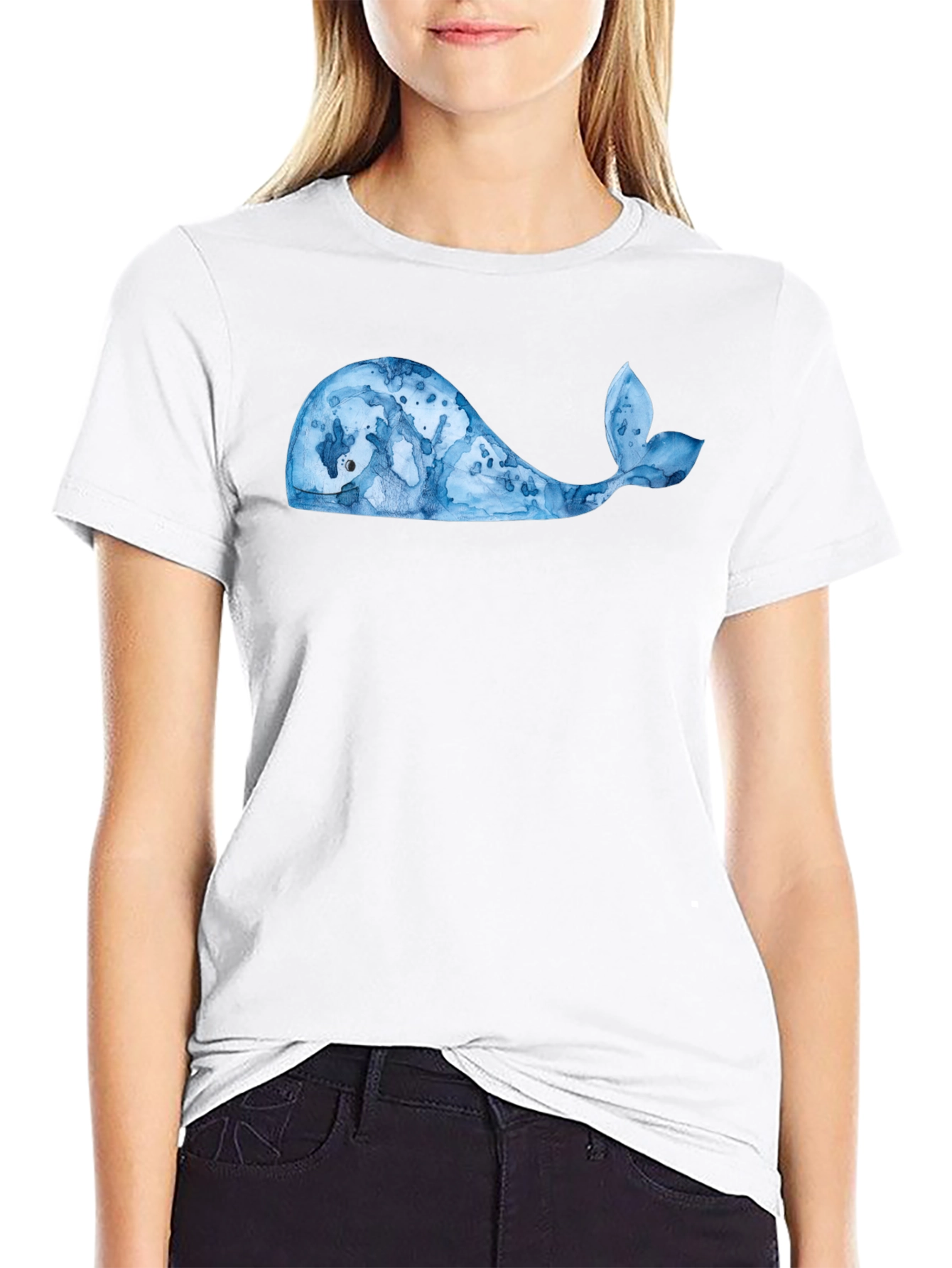 Whale Graphic Tee - Black Cotton Blend