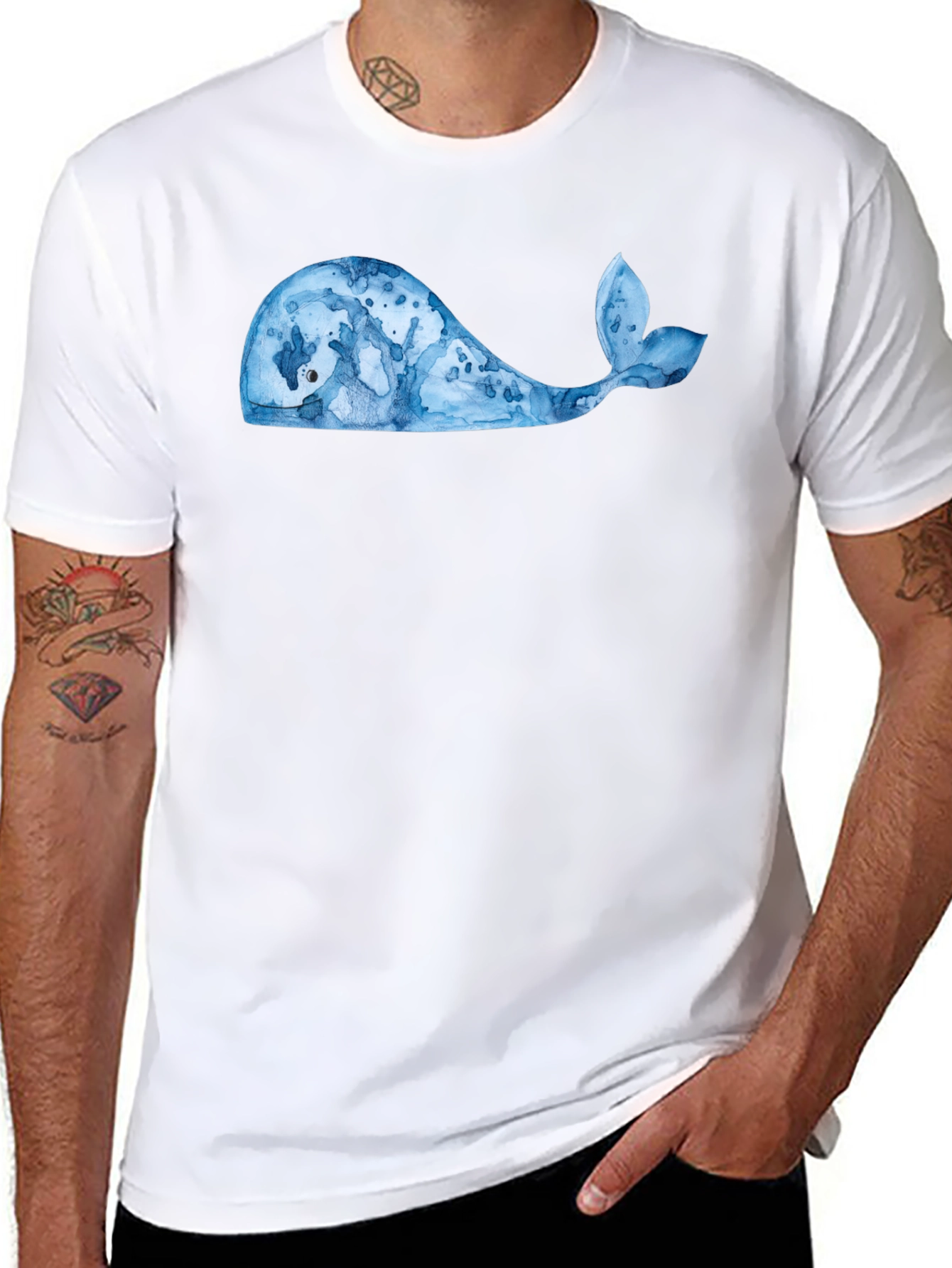 Whale Graphic Tee - Black Cotton Blend