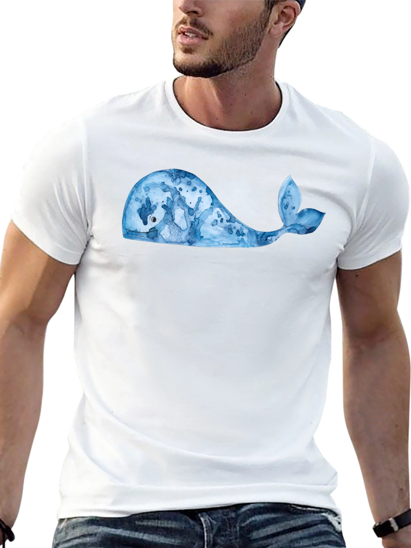 Whale Graphic Tee - Black Cotton Blend