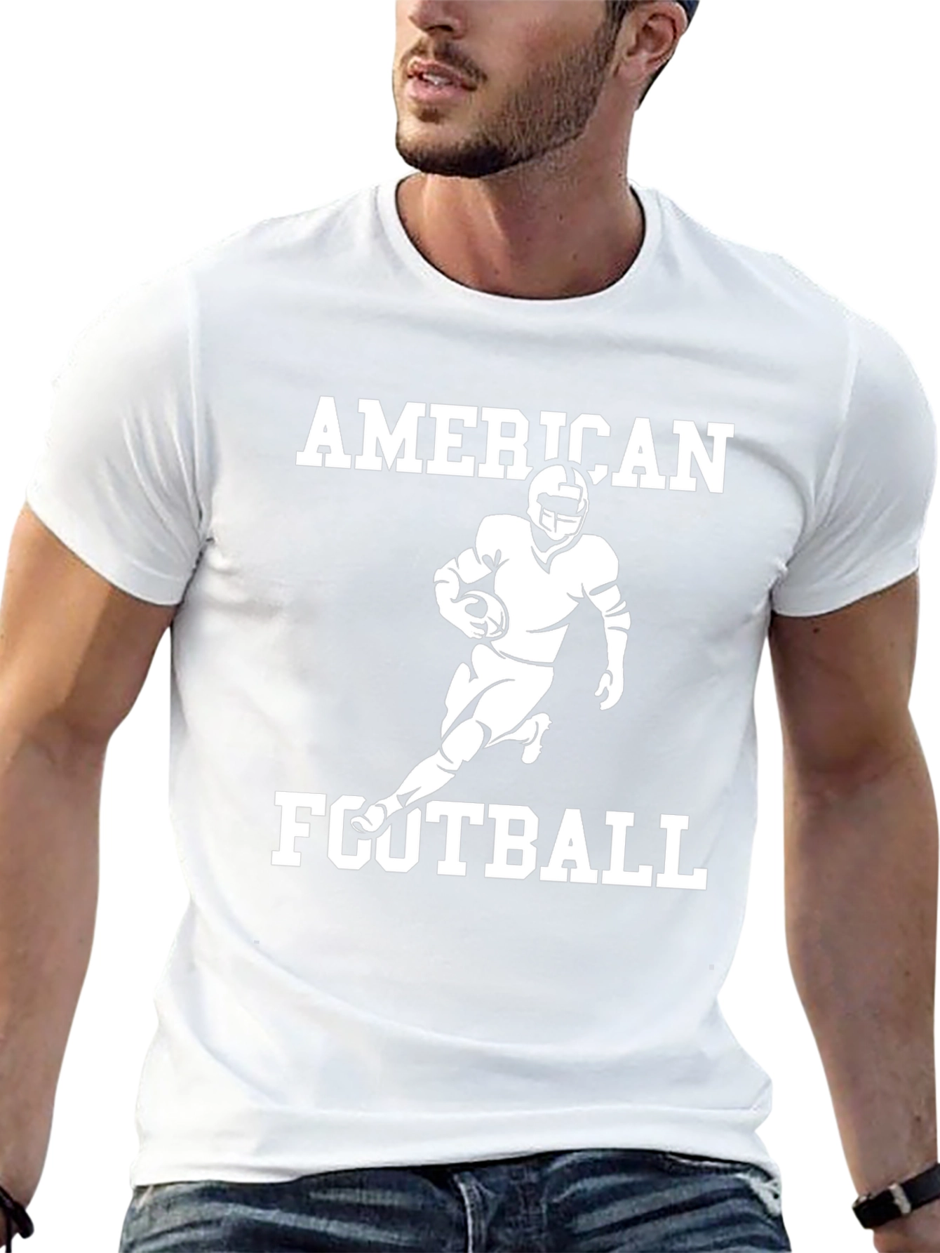 American Football Graphic Tee - Black Cotton T-Shirt