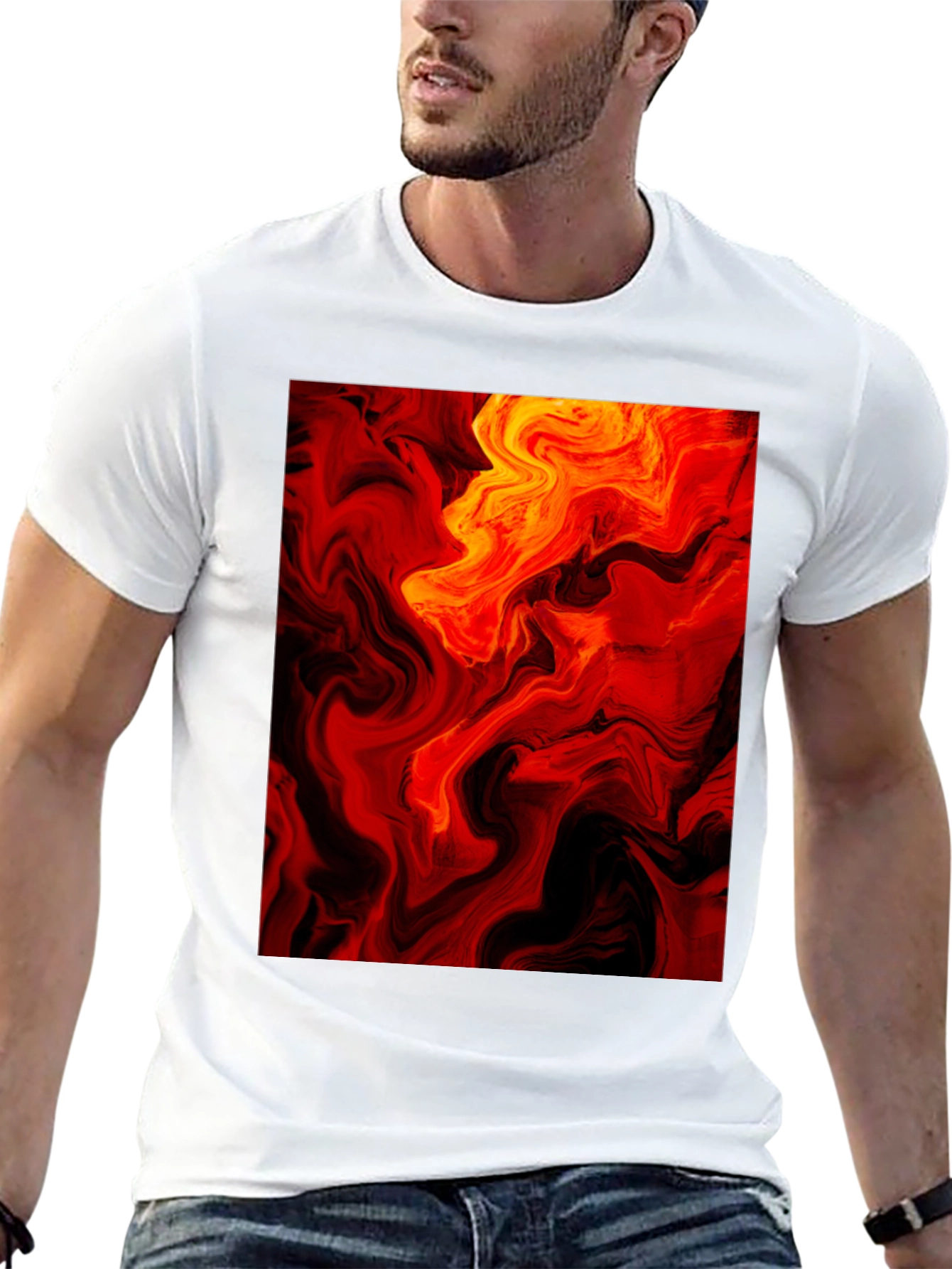 Fiery Abstract Art Black T-Shirt