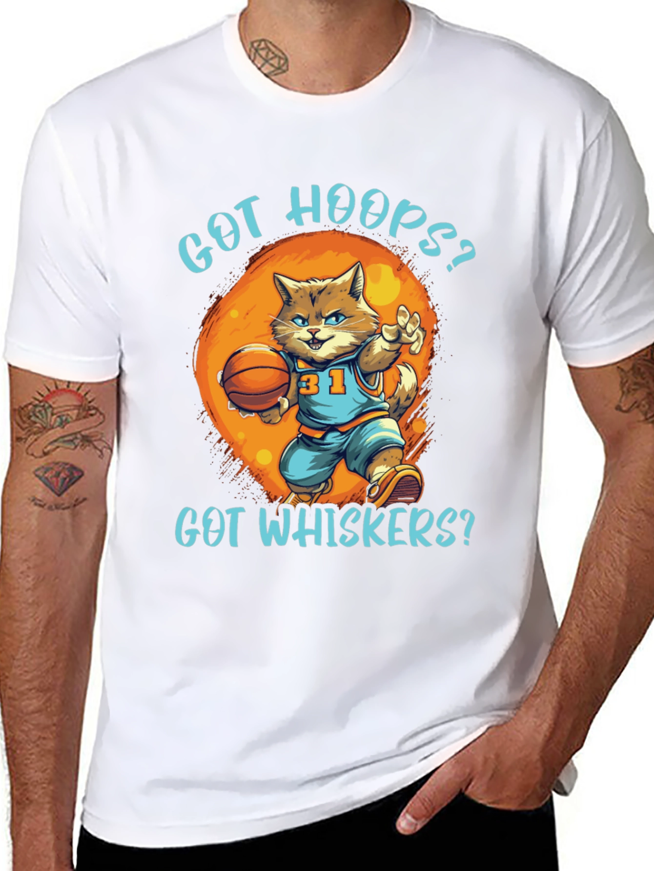 Got Hoops? Cat Basketball Graphic T-Shirt