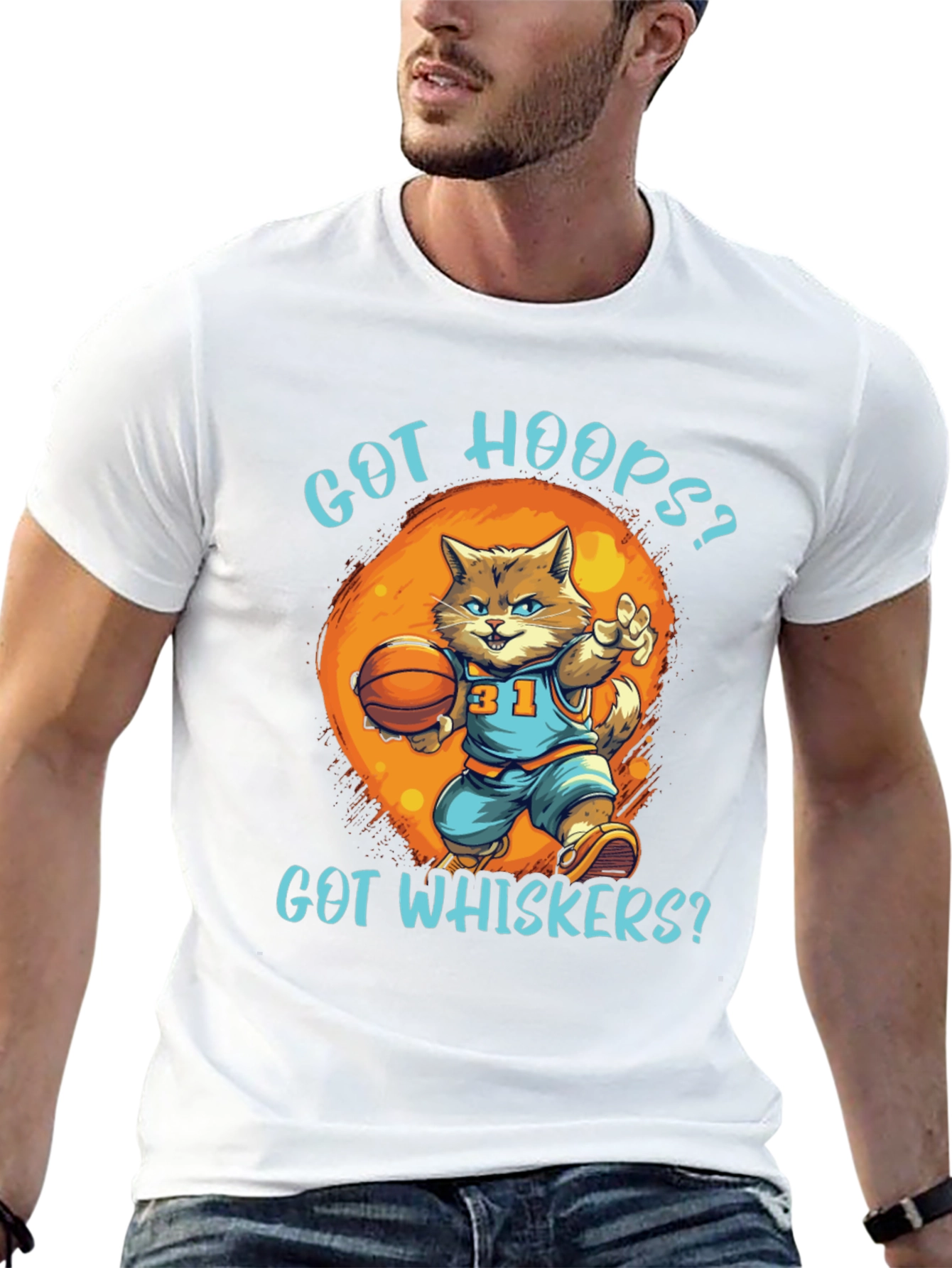Got Hoops? Cat Basketball Graphic T-Shirt