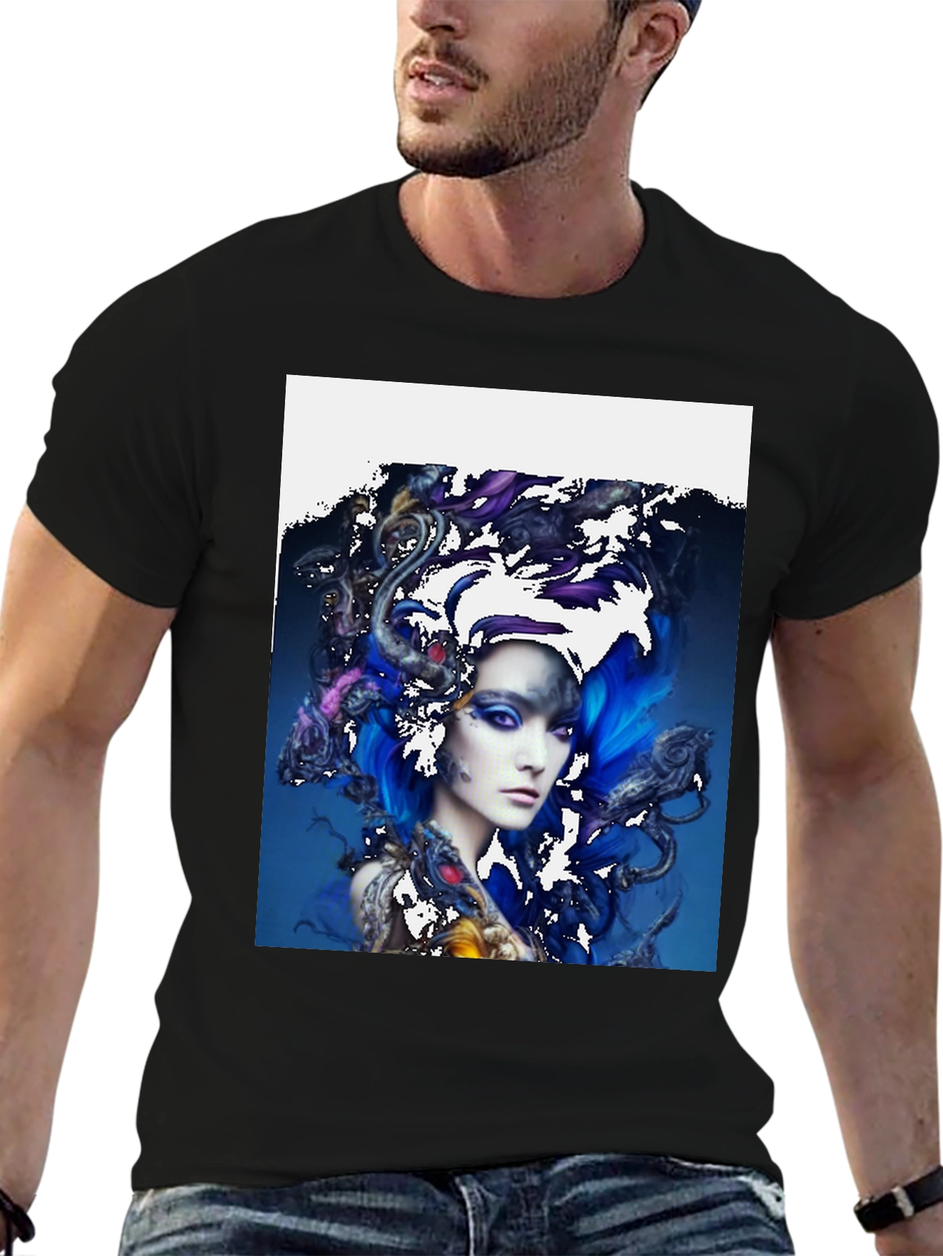 Artistic Woman Graphic T-Shirt - Unique Design Tee