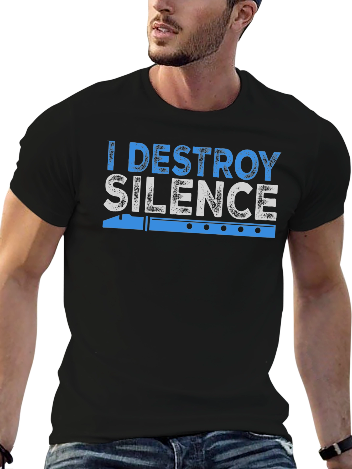 I Destroy Silence Flute Player T-Shirt