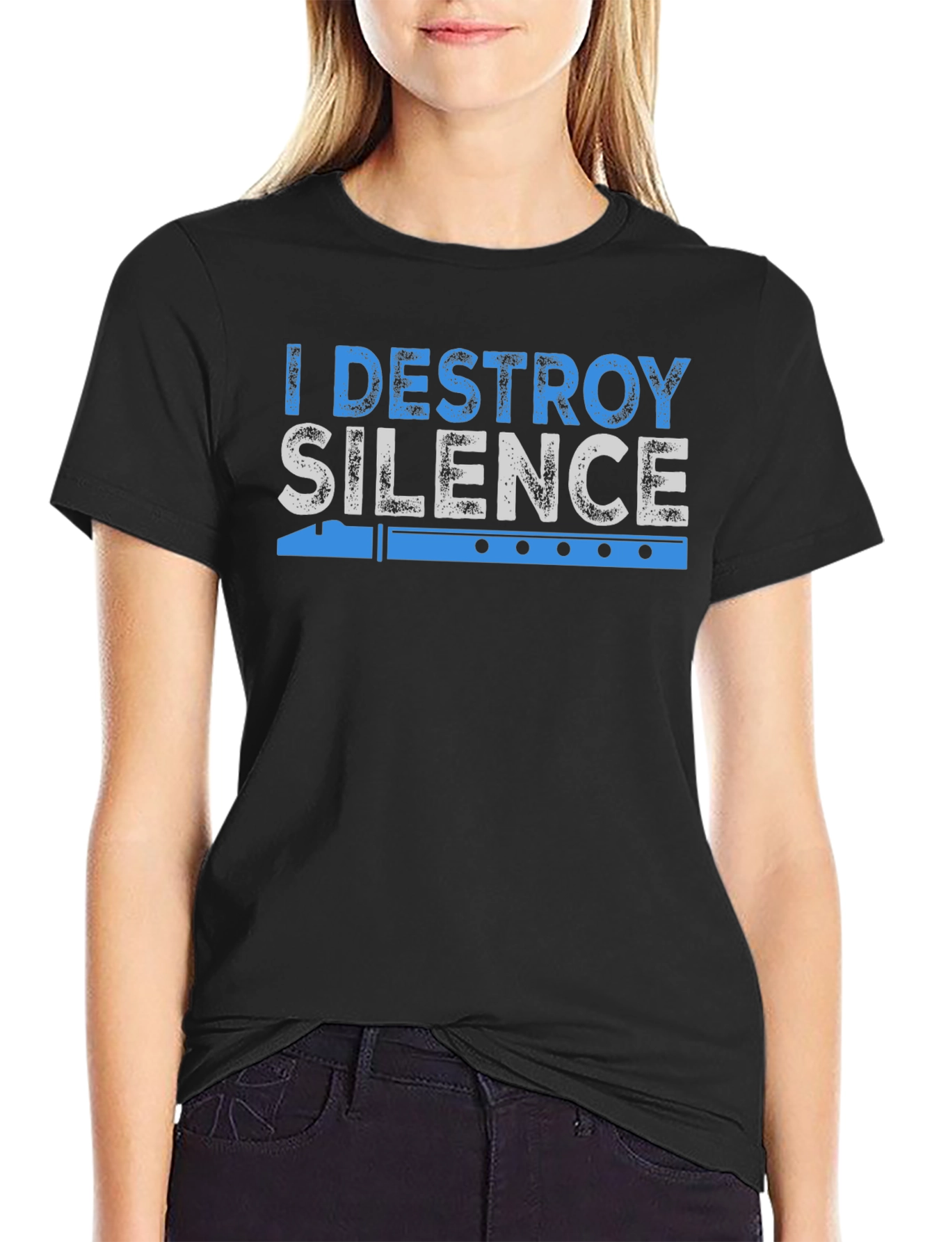 I Destroy Silence Flute Player T-Shirt