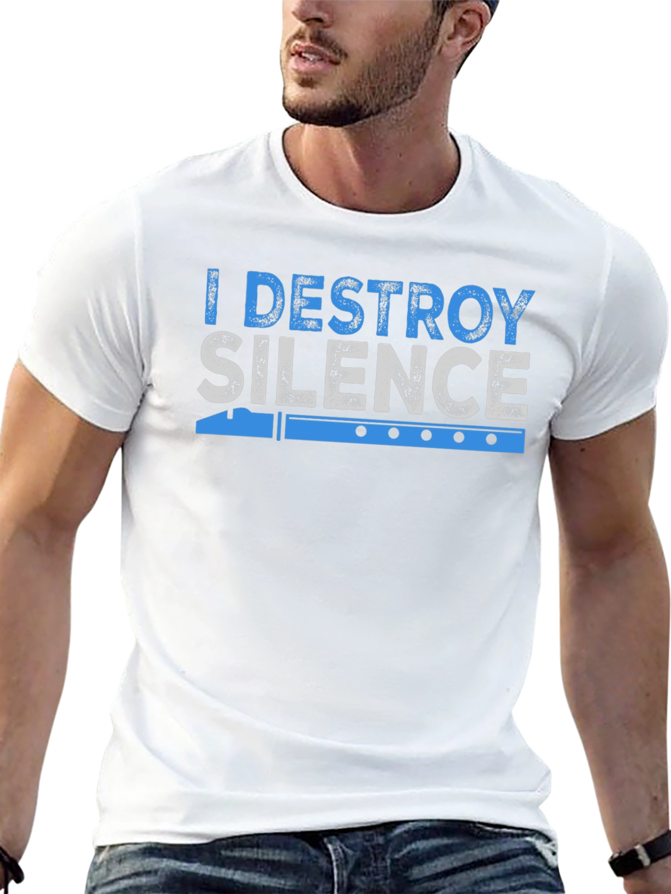 I Destroy Silence Flute Player T-Shirt