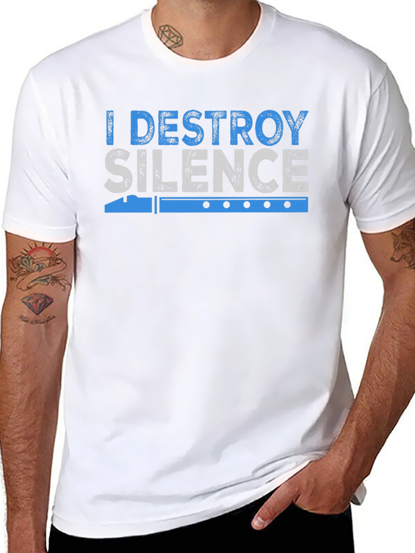 I Destroy Silence Flute Player T-Shirt