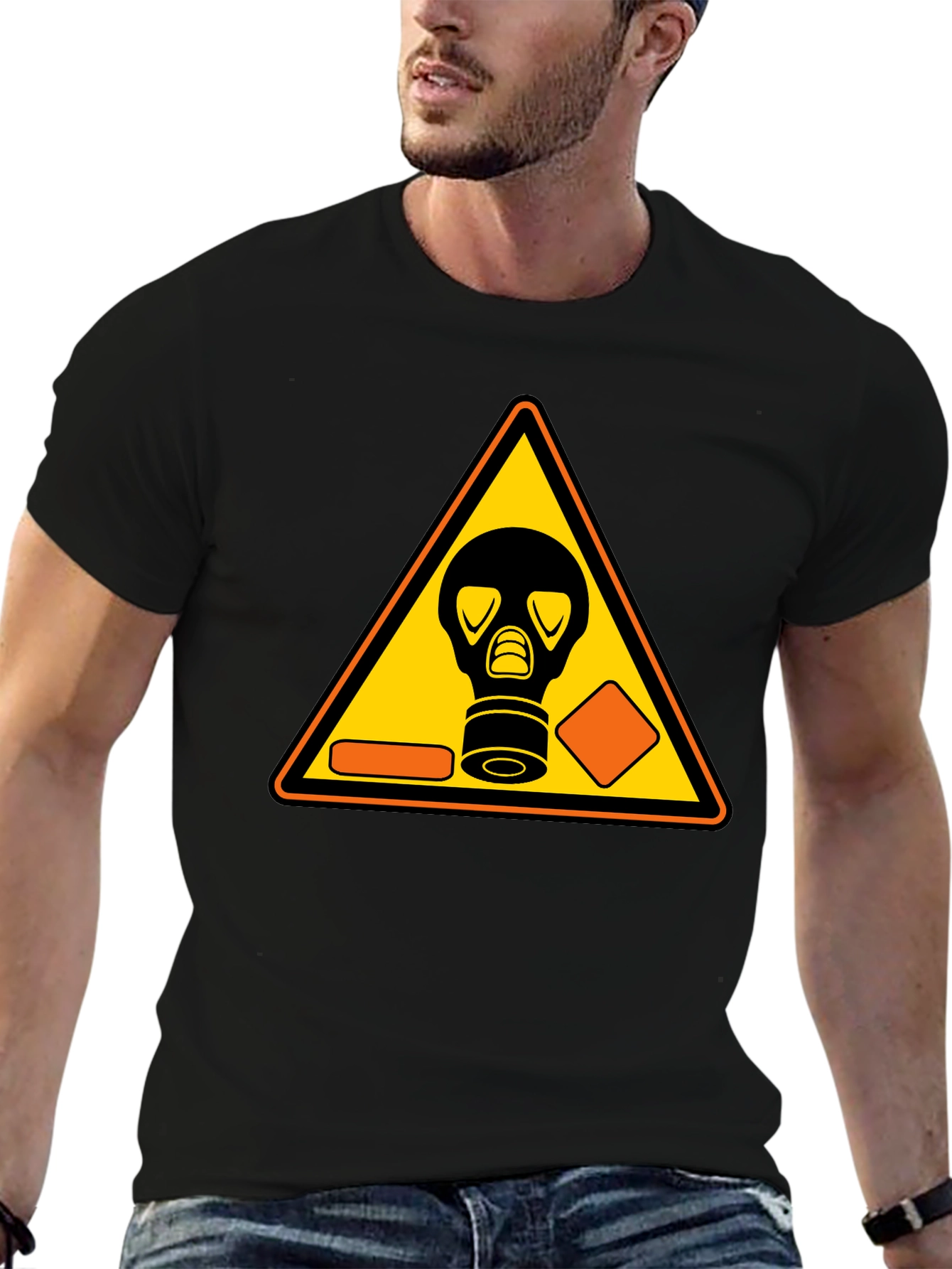 Biohazard Gas Mask Graphic Black T-Shirt