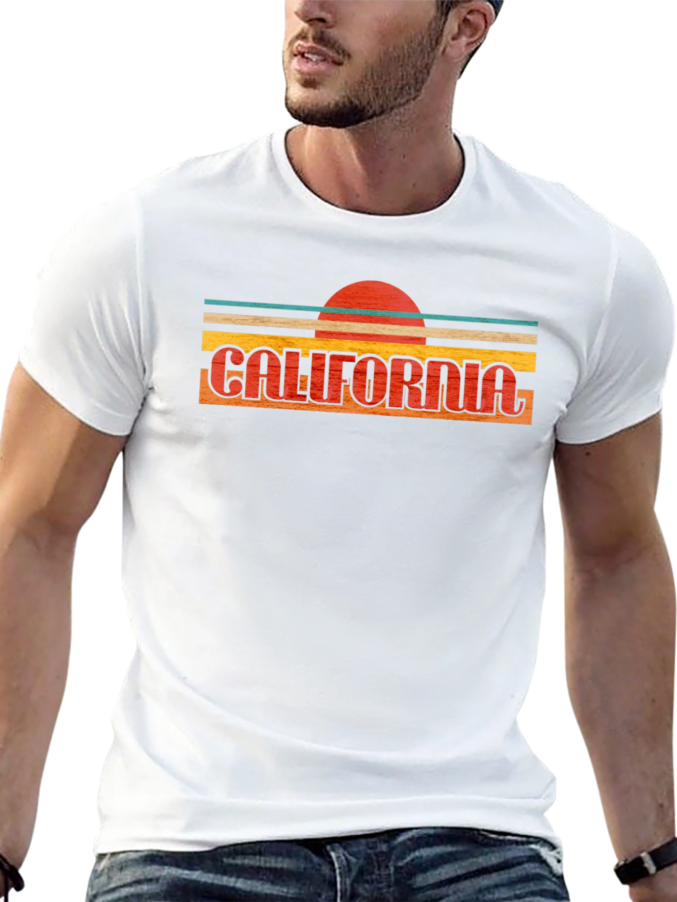 California Retro Sunset Graphic Tee - Black