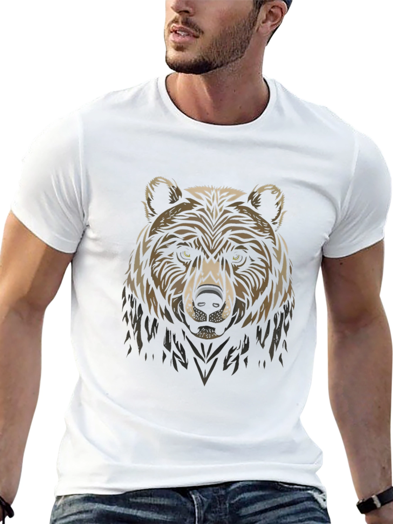Bear Graphic Black T-Shirt - Stylish Animal Tee