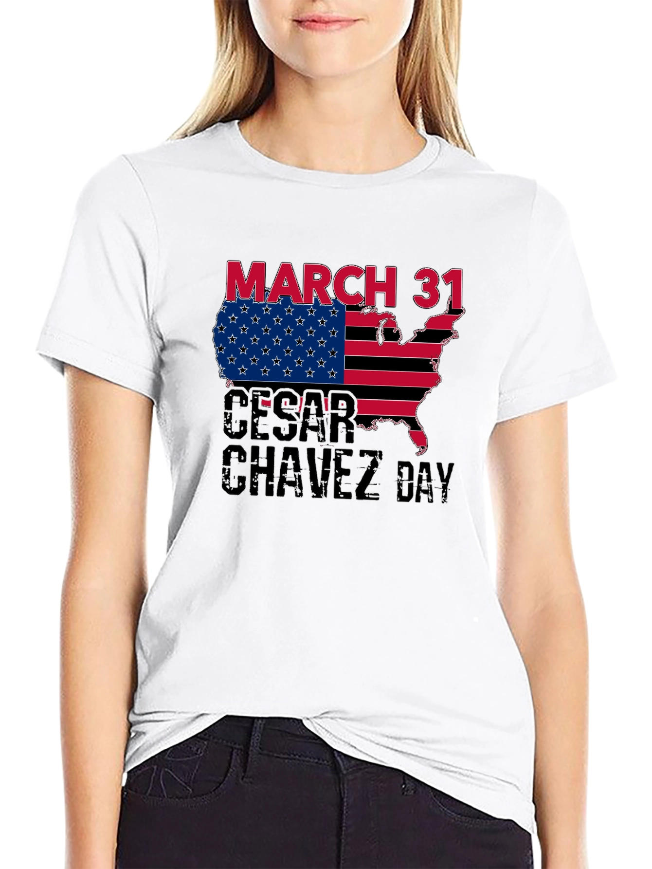 Cesar Chavez Day T-Shirt - March 31 USA Flag