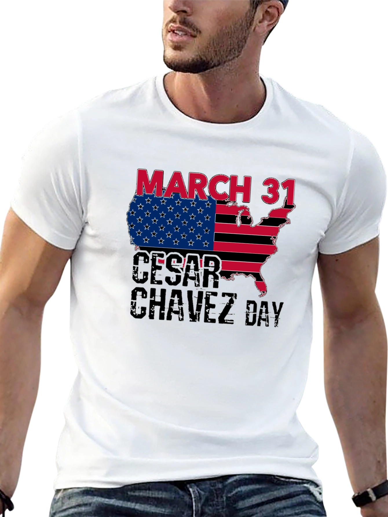 Cesar Chavez Day T-Shirt - March 31 USA Flag
