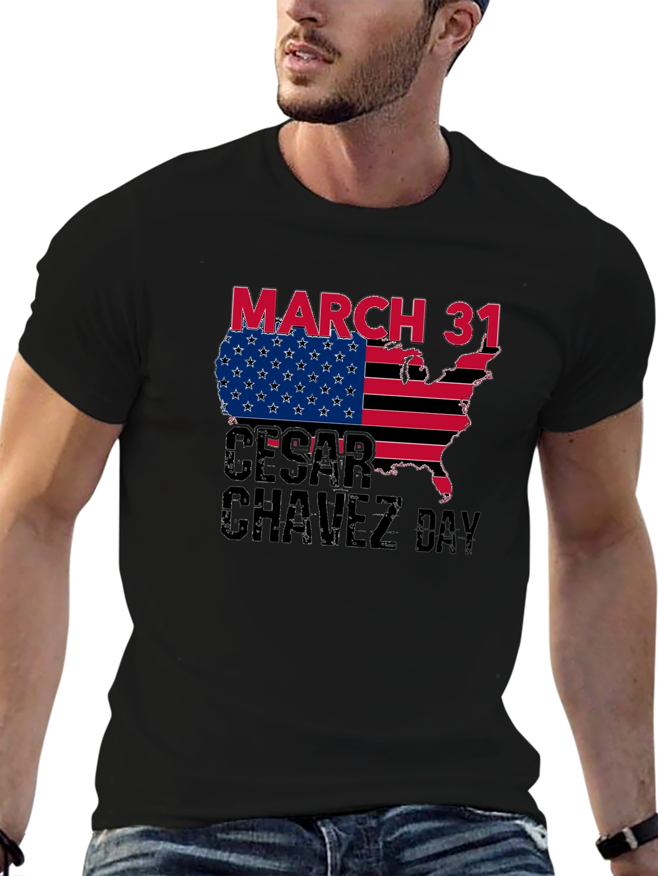 Cesar Chavez Day T-Shirt - March 31 USA Flag