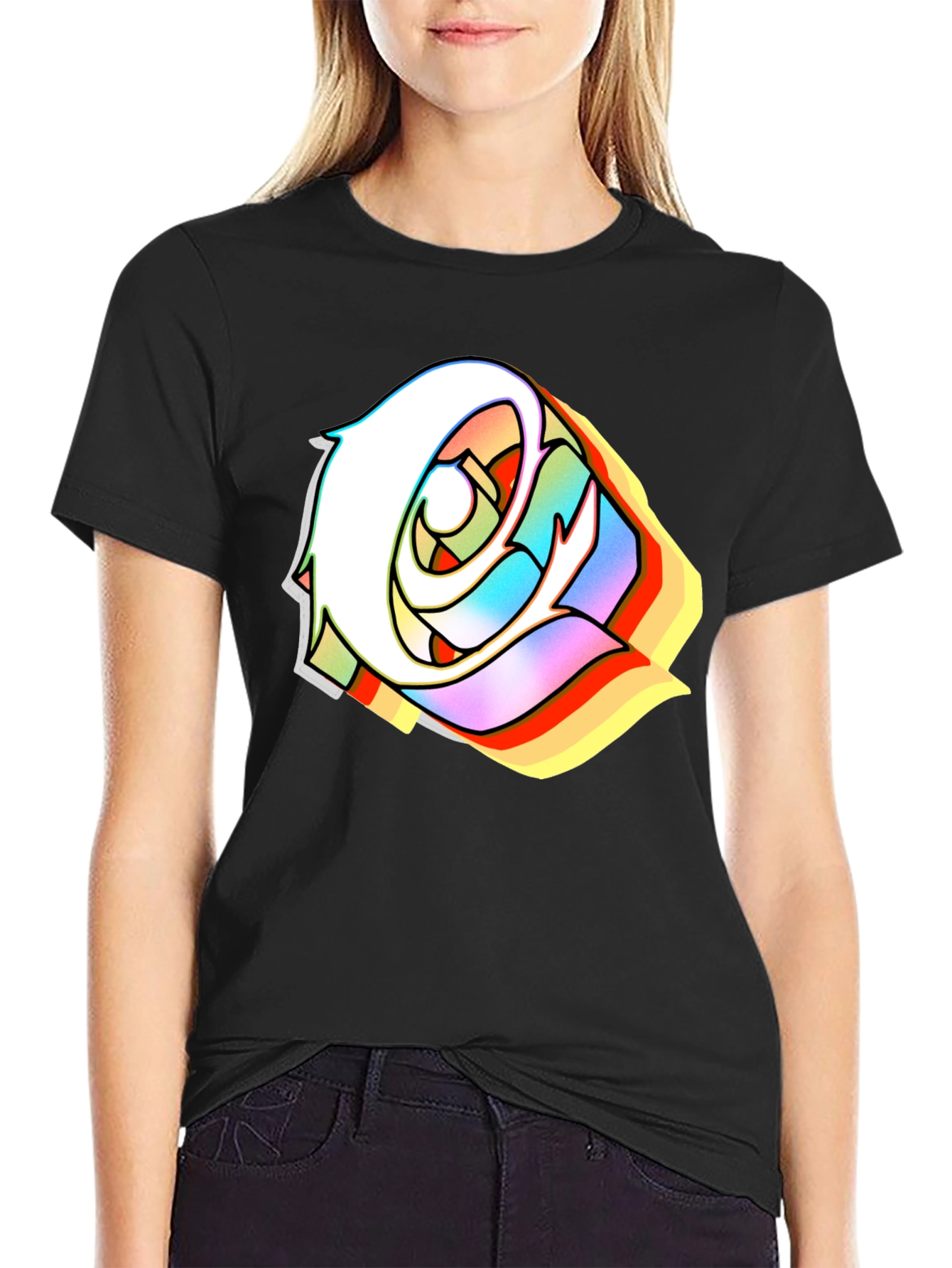 Edgy Rose Black T-Shirt - Stylish Urban Streetwear