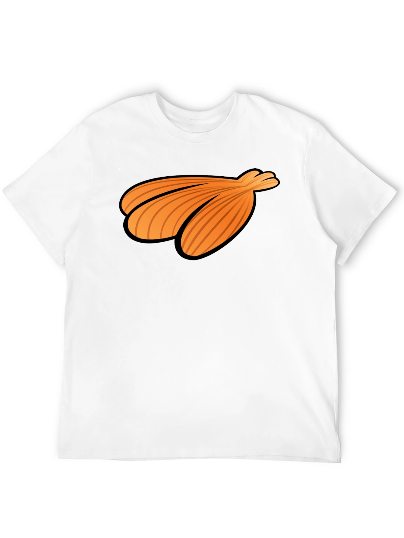 Orange Seashell Graphic Print Black T-Shirt
