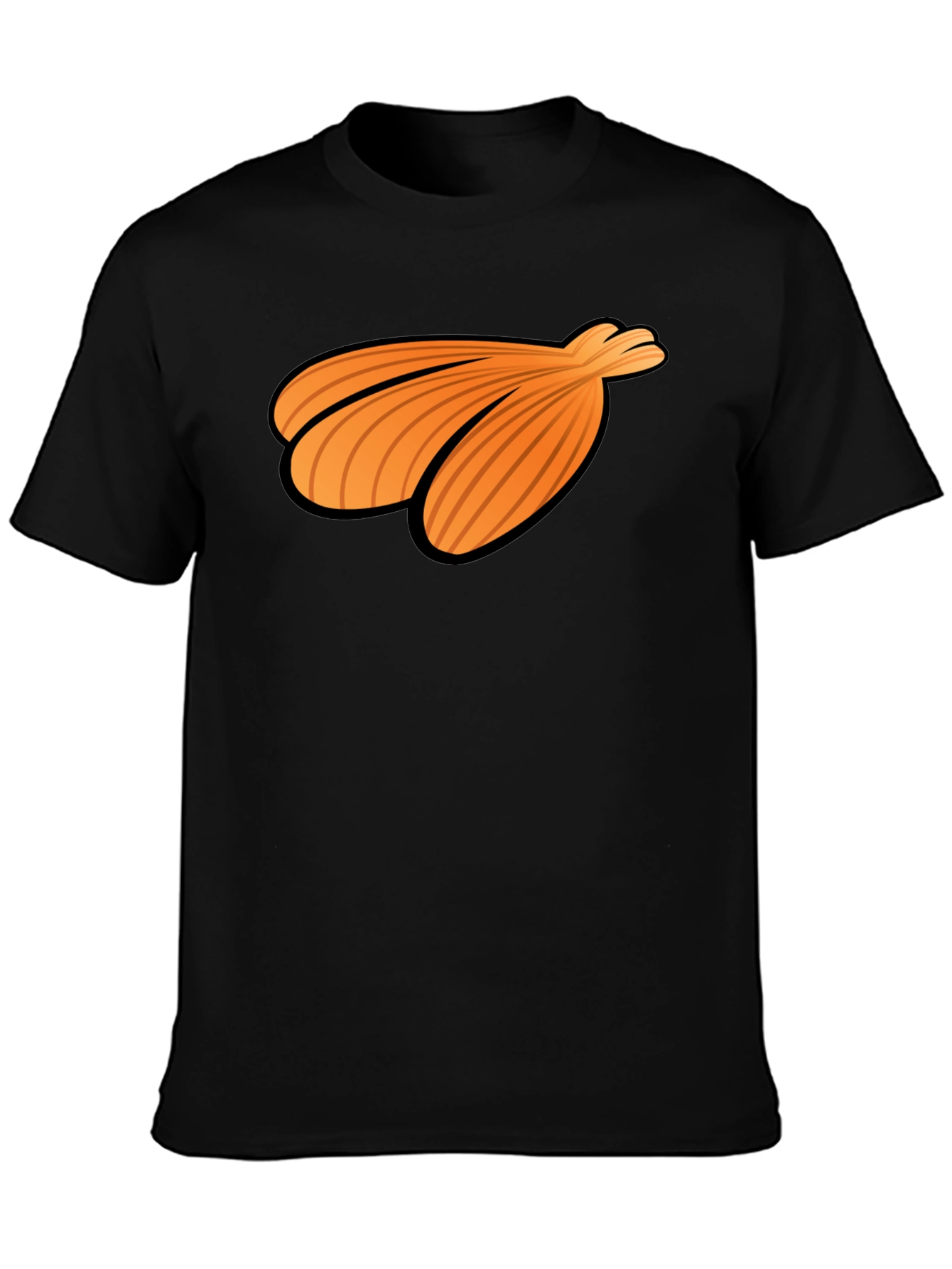 Orange Seashell Graphic Print Black T-Shirt