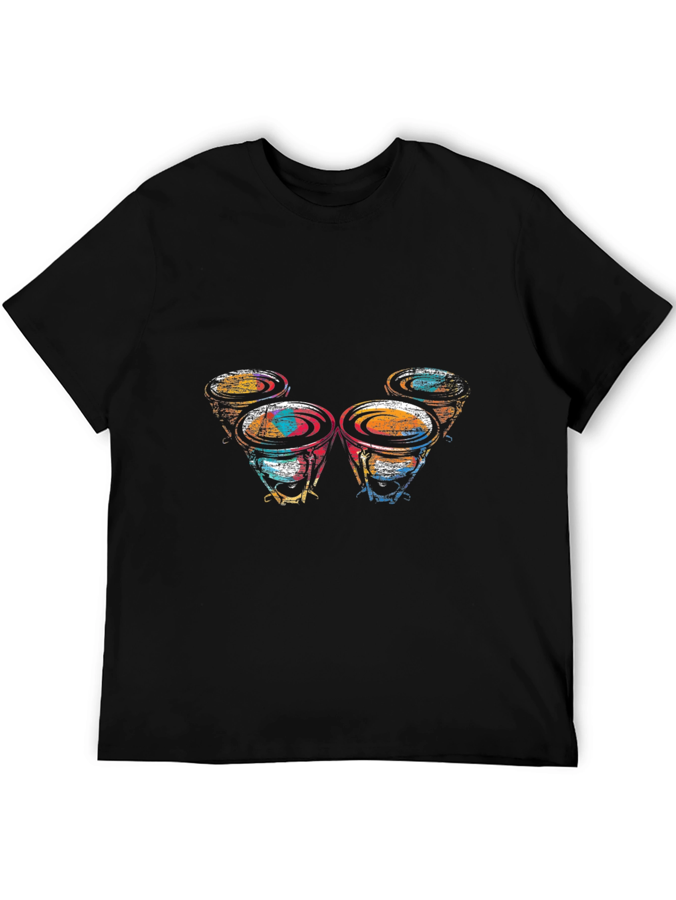 Abstract Drums Graphic Black T-Shirt