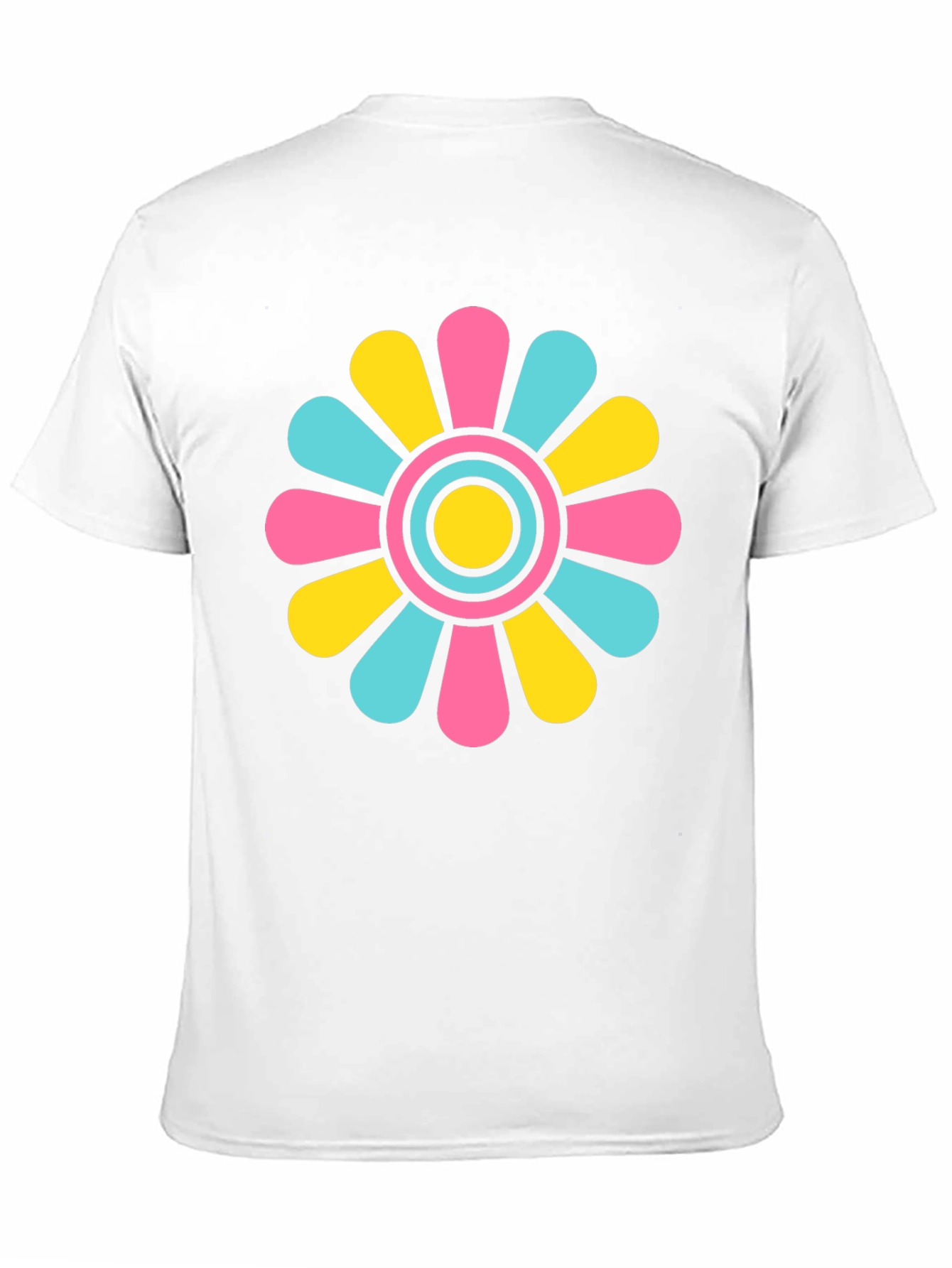 Retro Flower Power T-Shirt - Black Cotton Blend