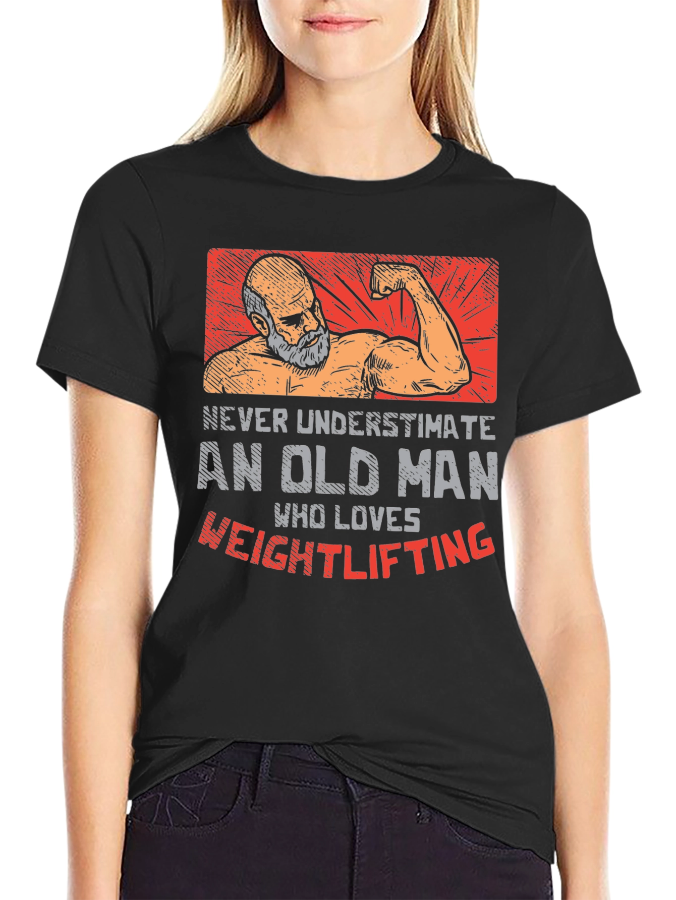 Old Man Weightlifting T-Shirt