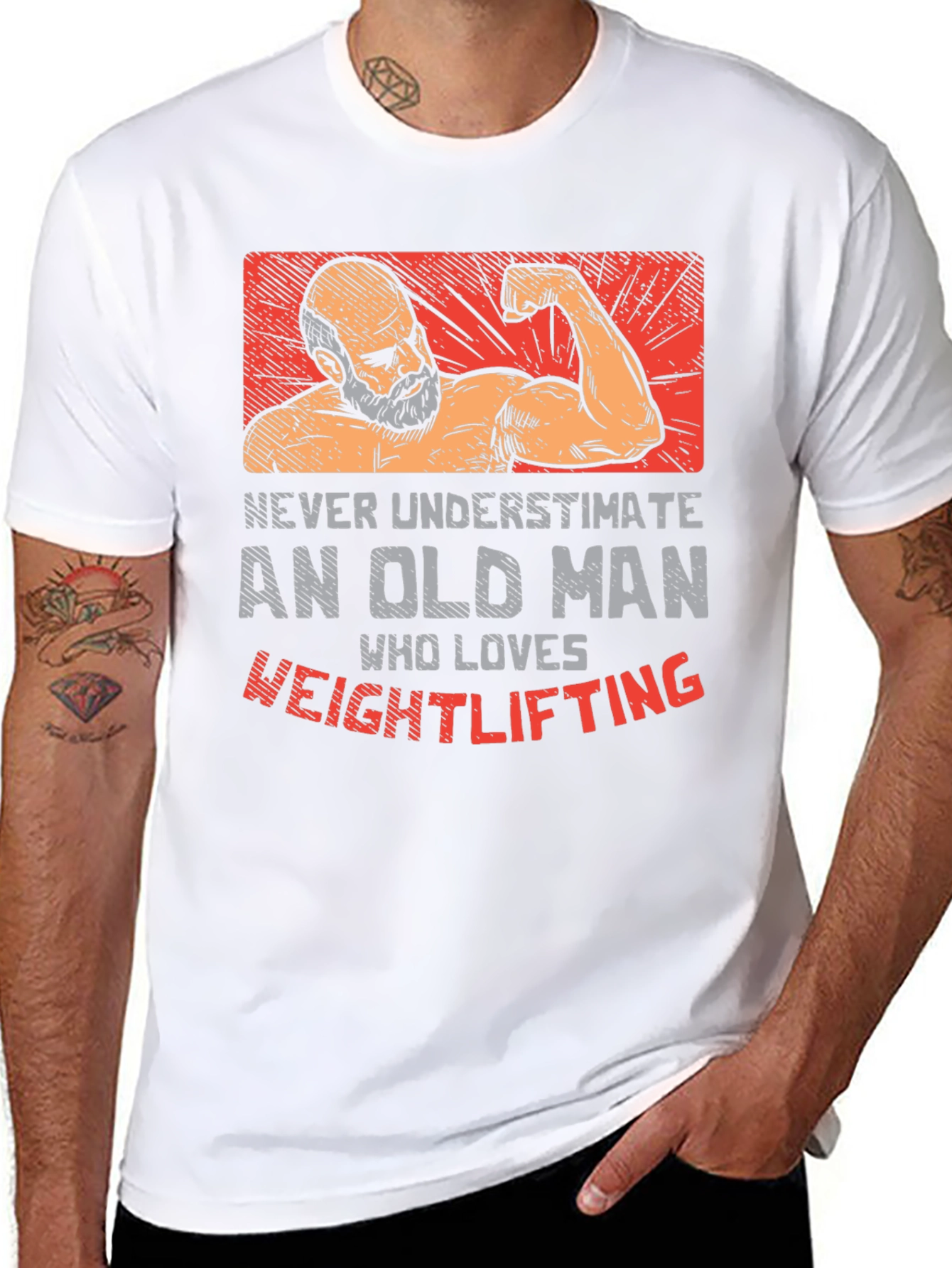 Old Man Weightlifting T-Shirt