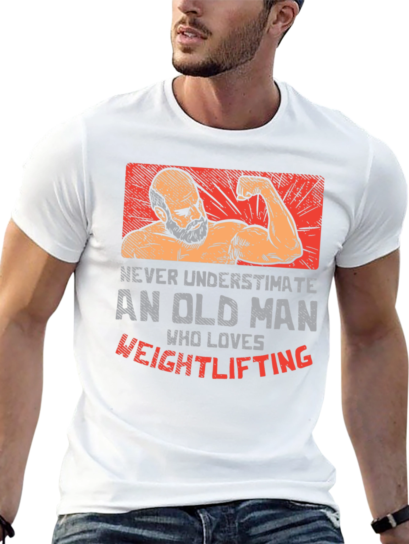 Old Man Weightlifting T-Shirt